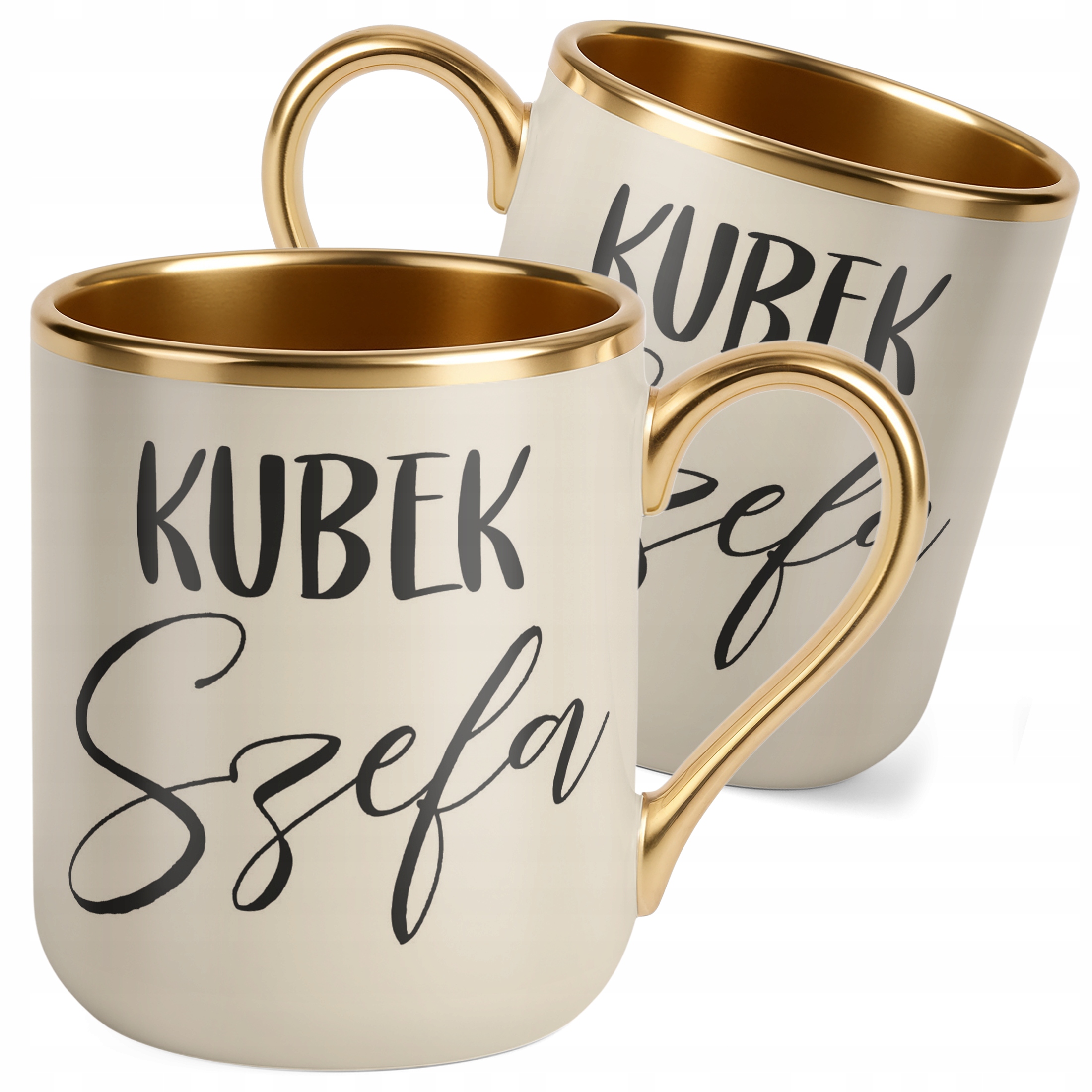 Kubek Premium Złoty Ecru Kubek Szefa Dla Szefa Prezent Praca