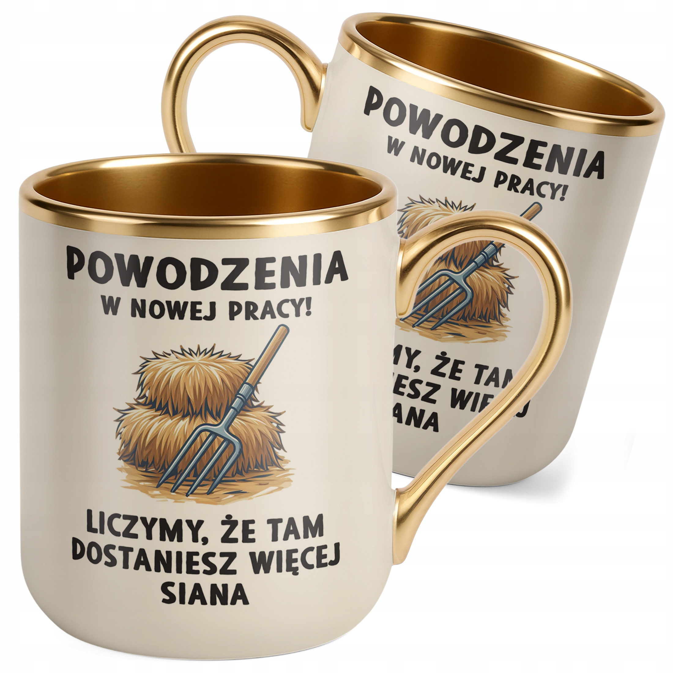 Kubek Premium Złoty Ecru Na Pożegnanie Odejście z Pracy Zabawny Prezent