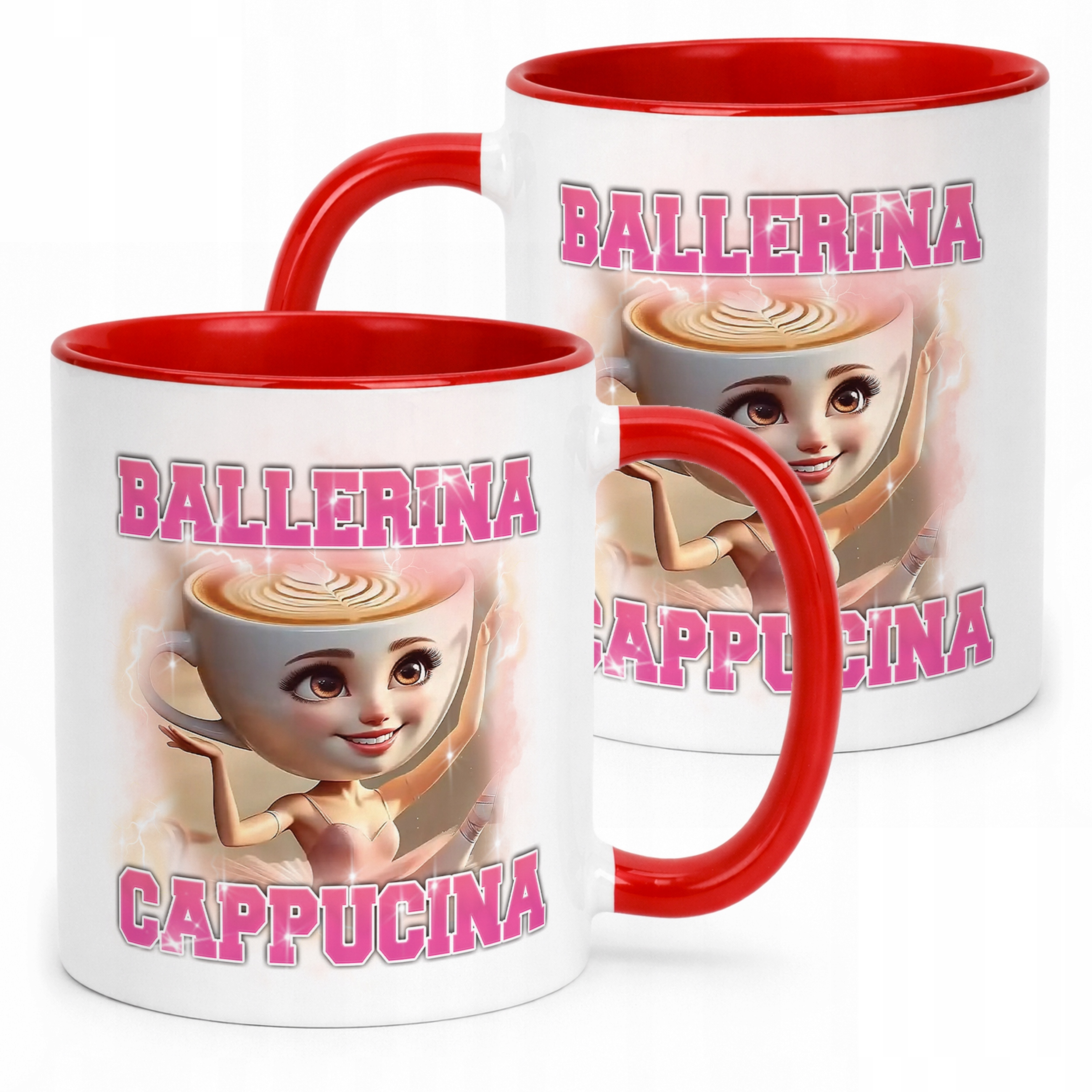 Kubek ceramiczny BRAINROT Ballerina Cappucina Memy Zabawny TikTok Viral