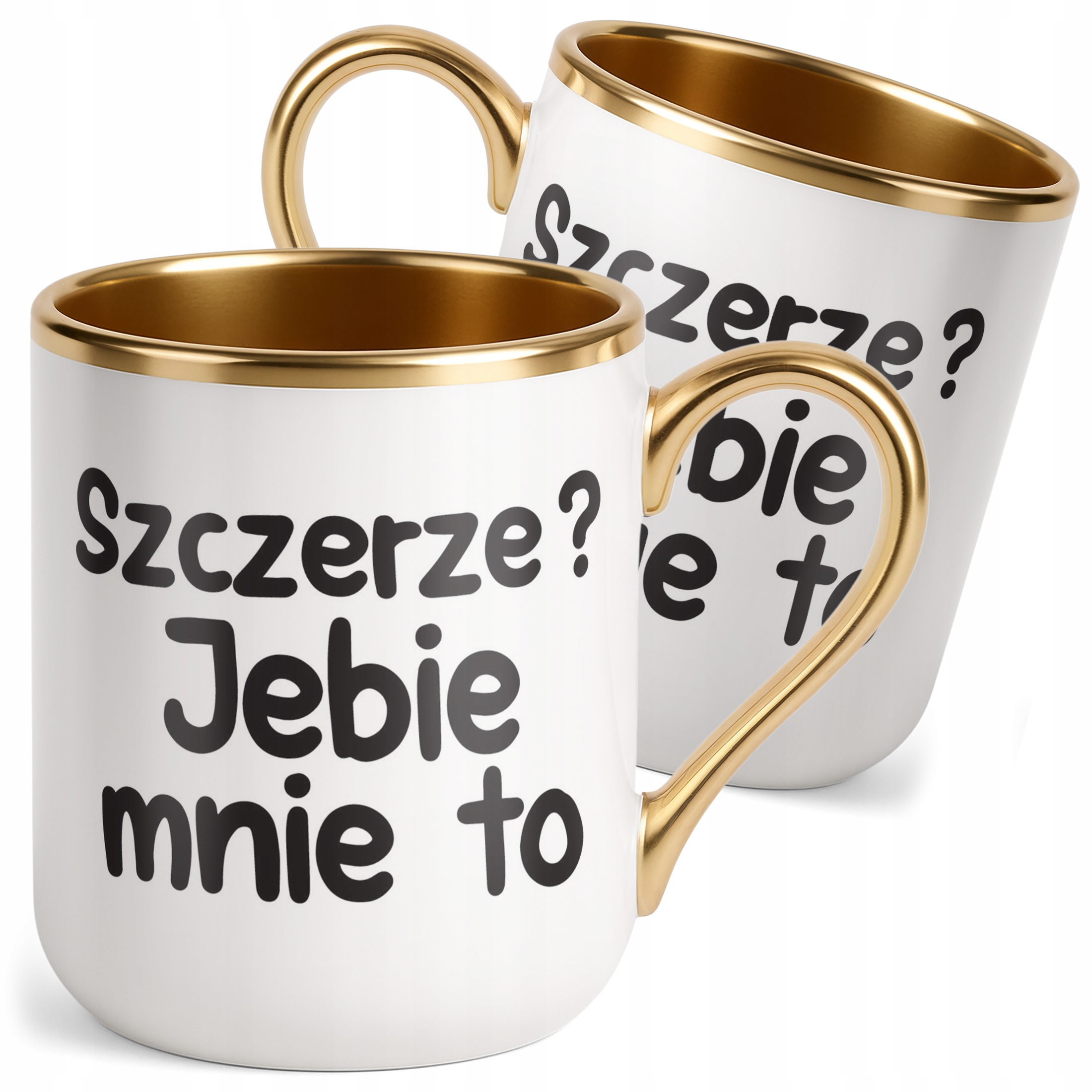 Kubek Premium Złoty Szczerze Je**e Mnie To Śmieszny Zabawny Prezent