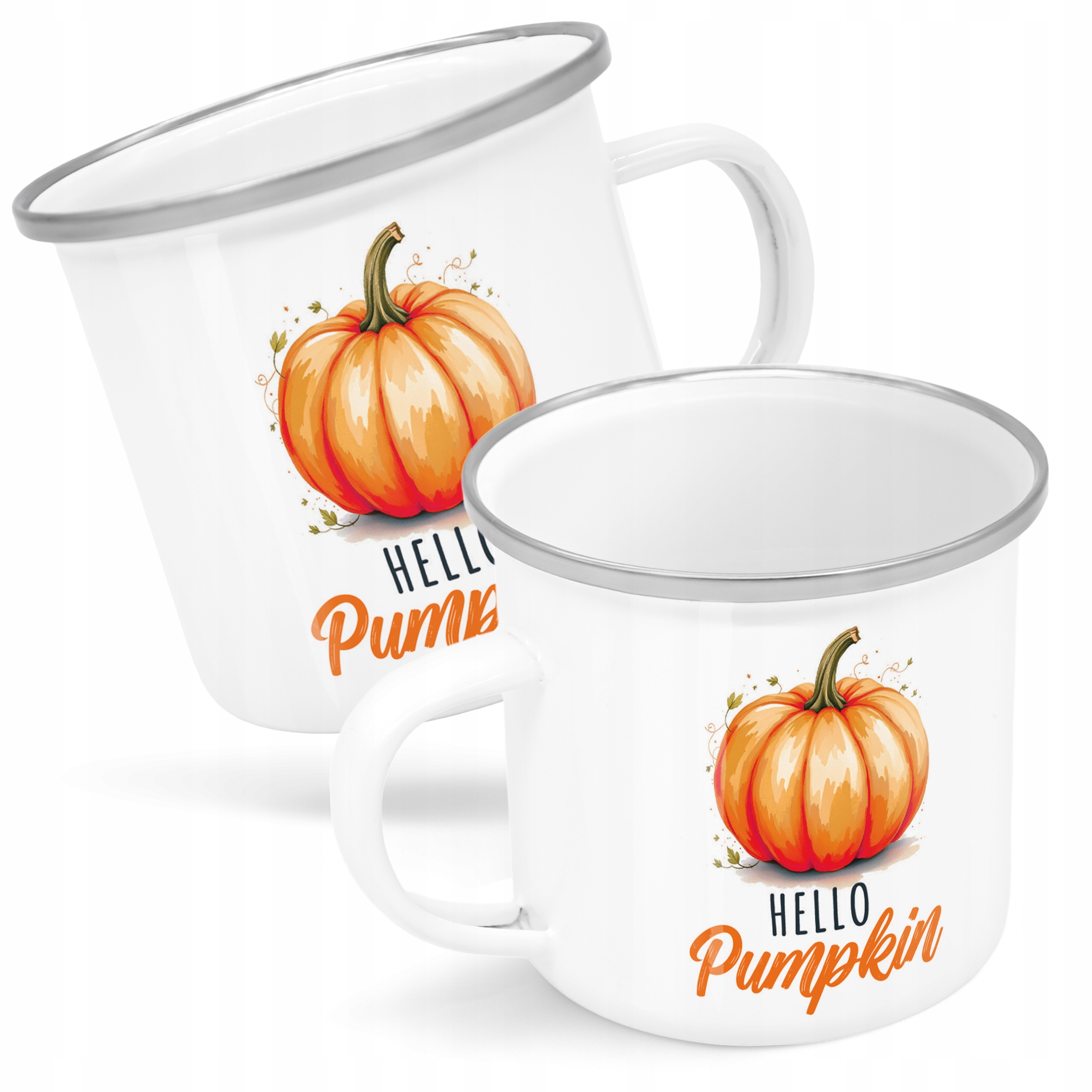 Emaliowany Kubek Garnuszek Jesienny Jesień Hello Pumpkin Dynia Prezent