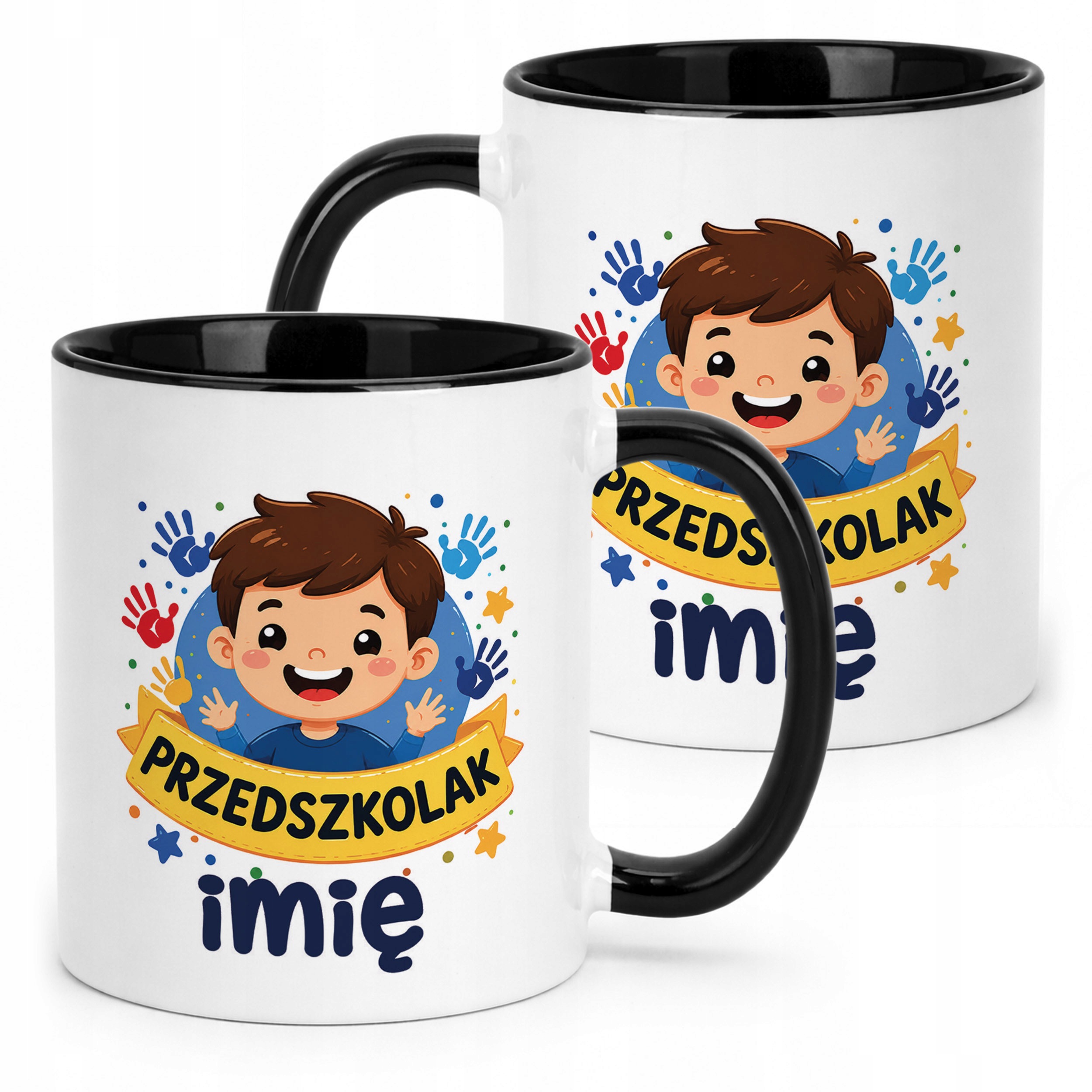 Kubek Czarny z nadrukiem personalizowany Przedszkolak Szkoła Dla Dzieci