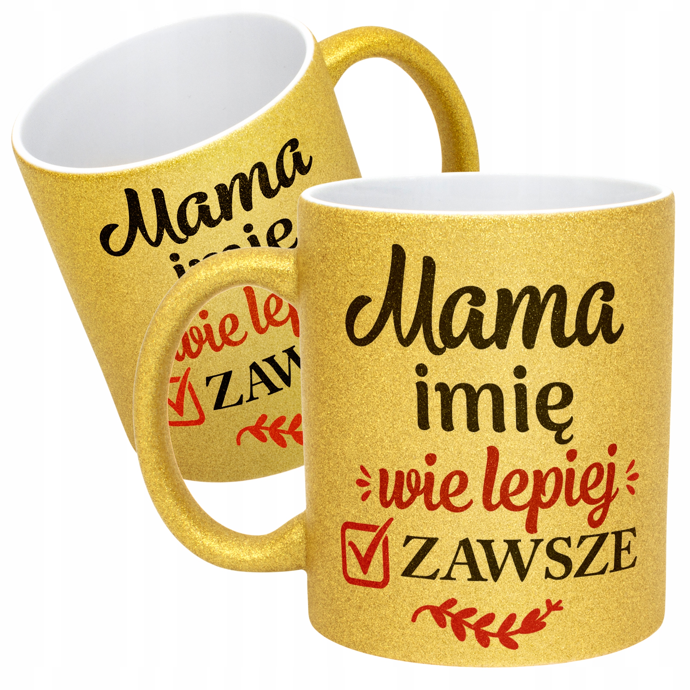 Złoty kubek brokatowy Personalizowany Dzień Matki Dla Mamy Prezent
