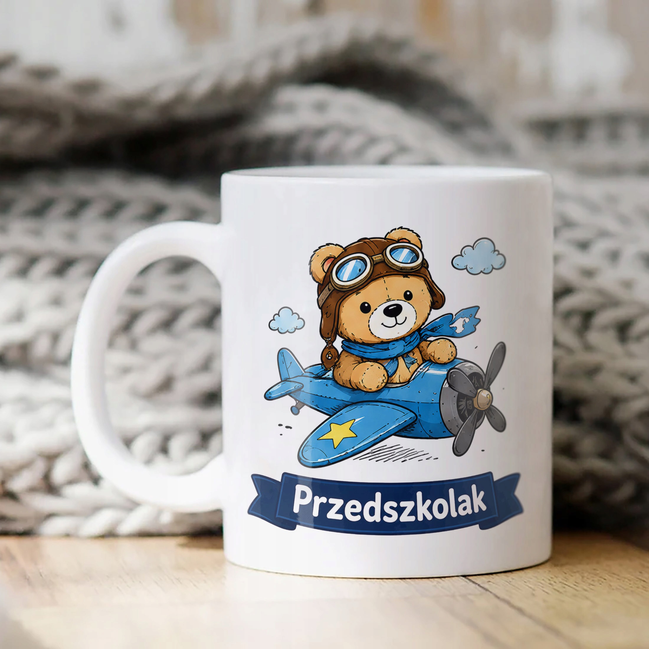 Biały Kubek z nadrukiem Przedszkolak Szkoła Dla Dzieci Prezent