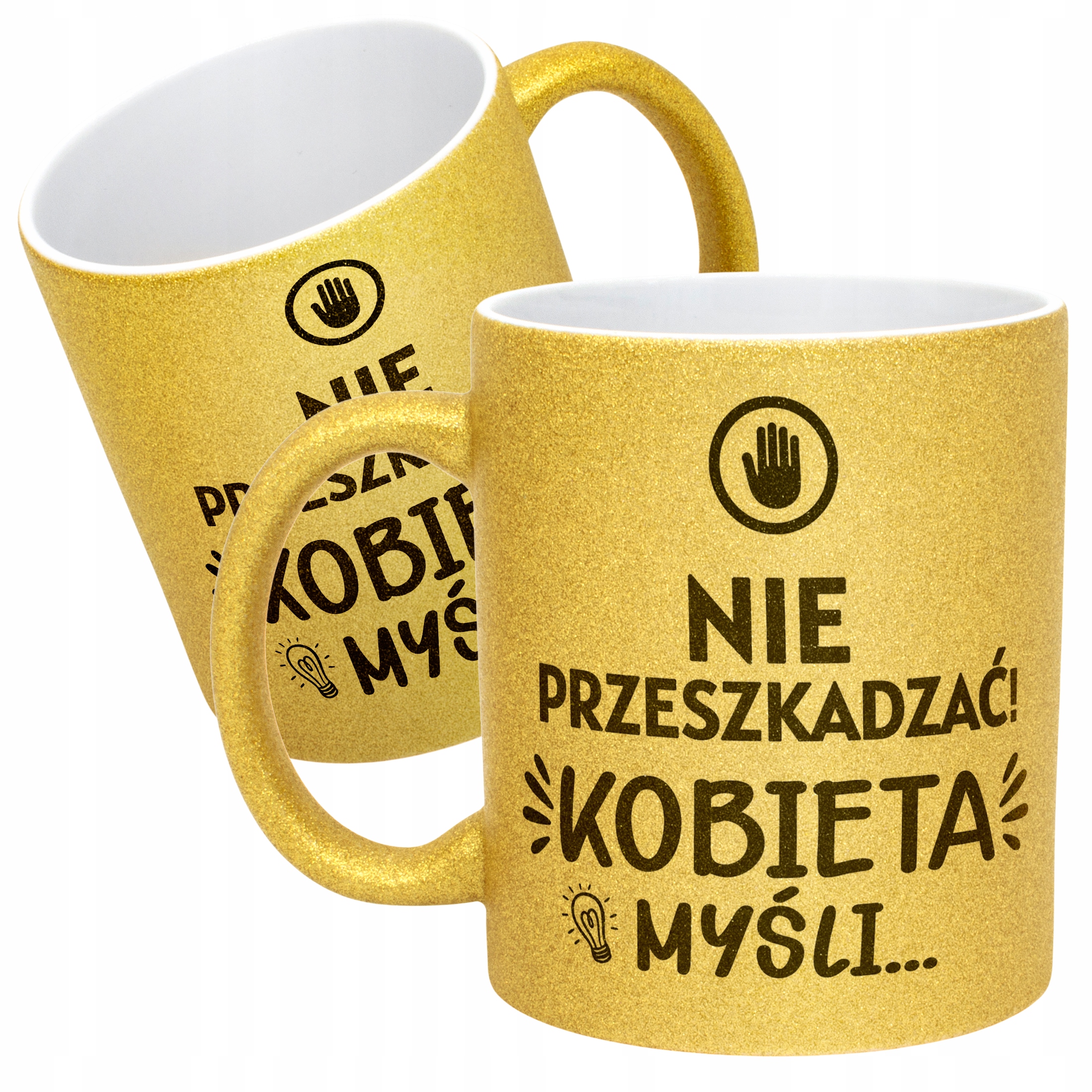 Złoty kubek brokatowy Dzień Kobiet Zabawny Prezent Upominek Dla Kobiety