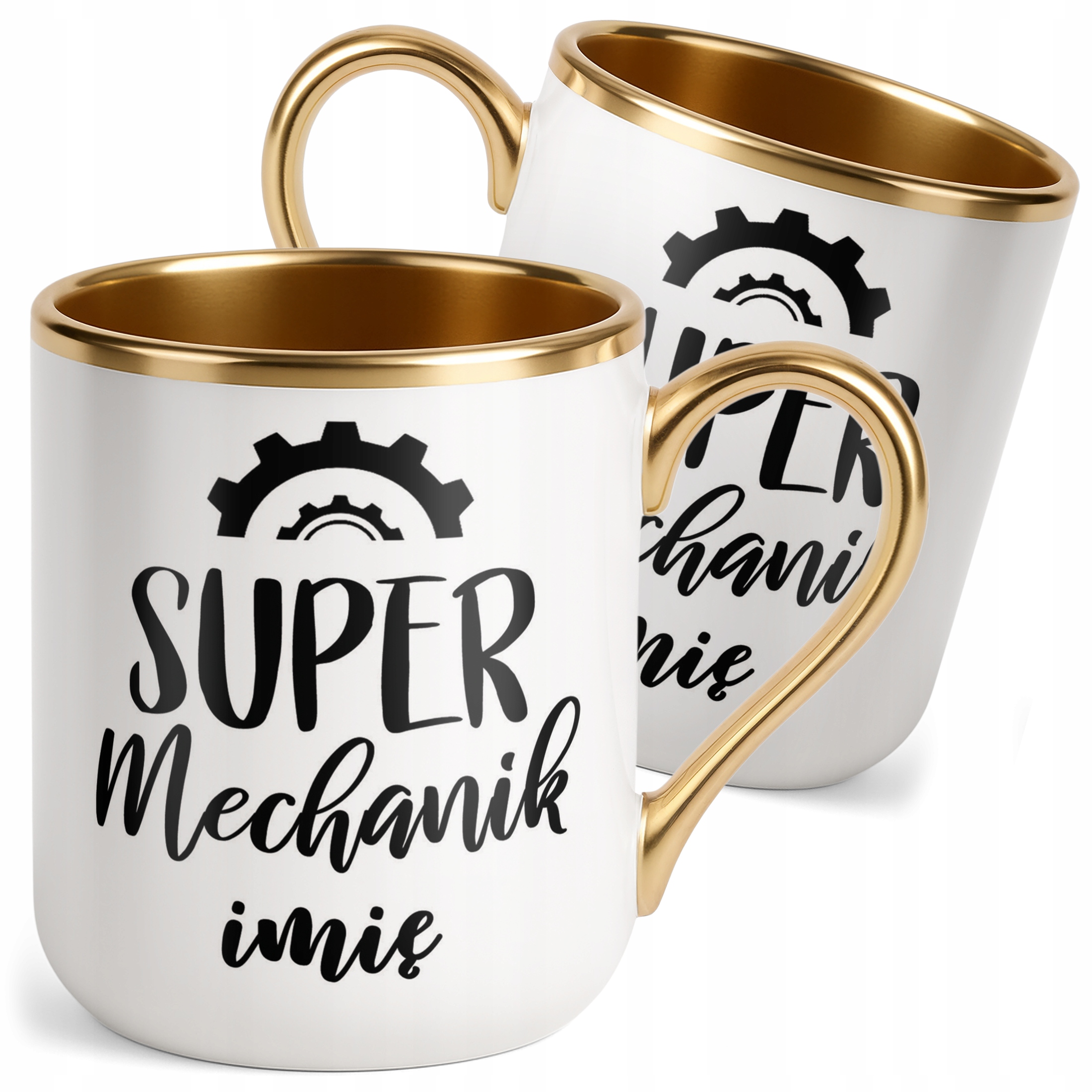 Kubek Premium Złoty Personalizowany Super Mechanik Prezent Upominek
