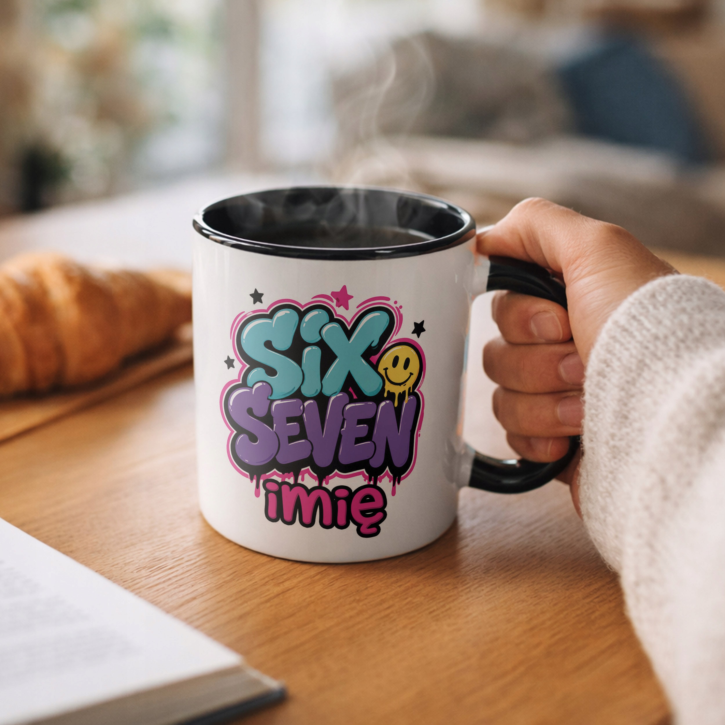 Kubek Czarny z nadrukiem personalizowany 67 Dla Dzieci Prezent