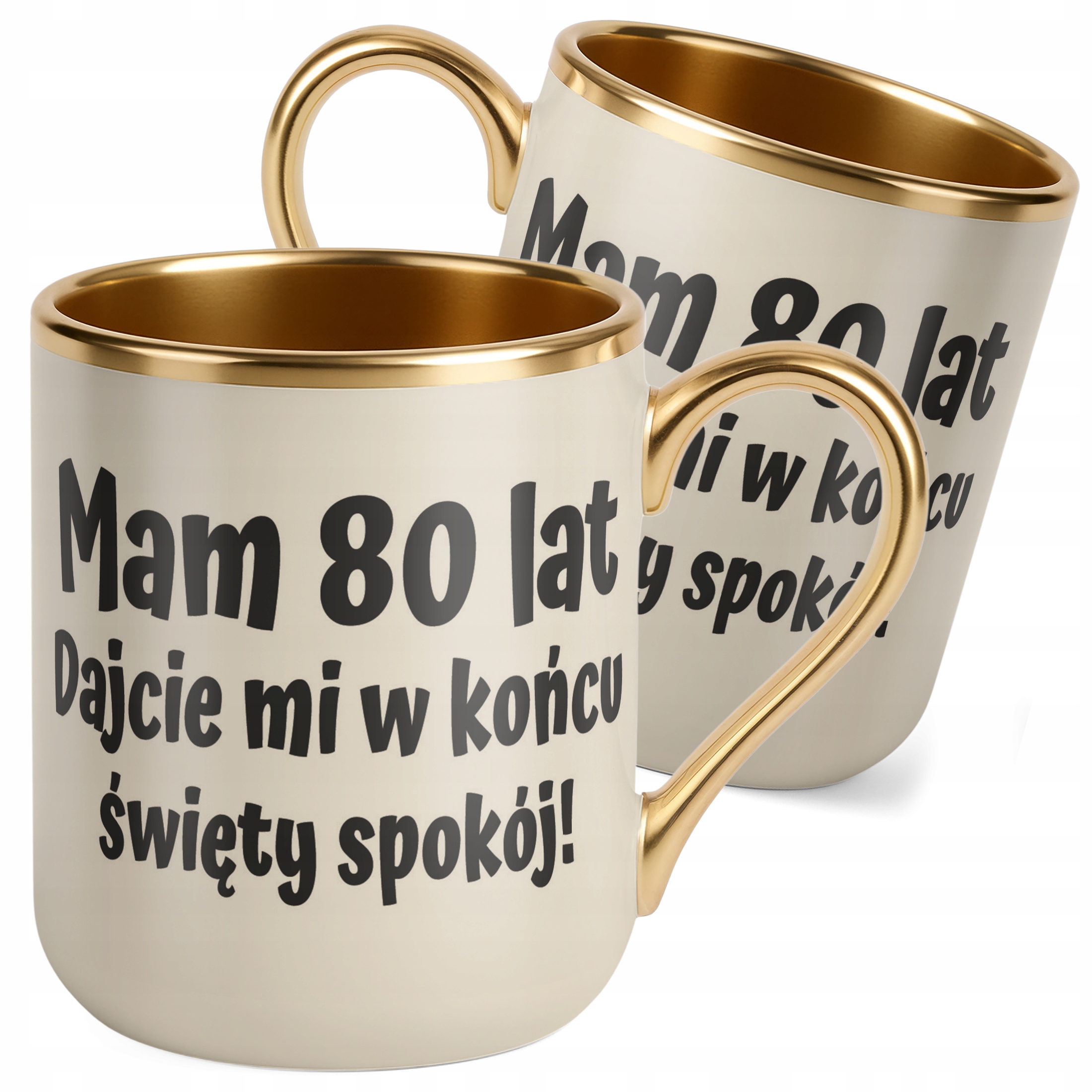 Kubek Premium Złoty Ecru Mam 80 Lat Na Urodziny Prezent Upominek