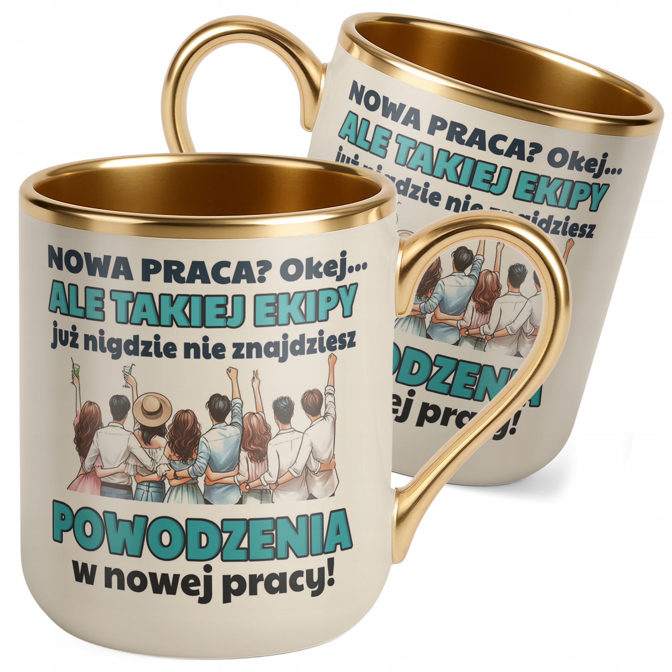 Kubek Premium Złoty Ecru Pożeganie Odejście z Pracy Prezent Upominek