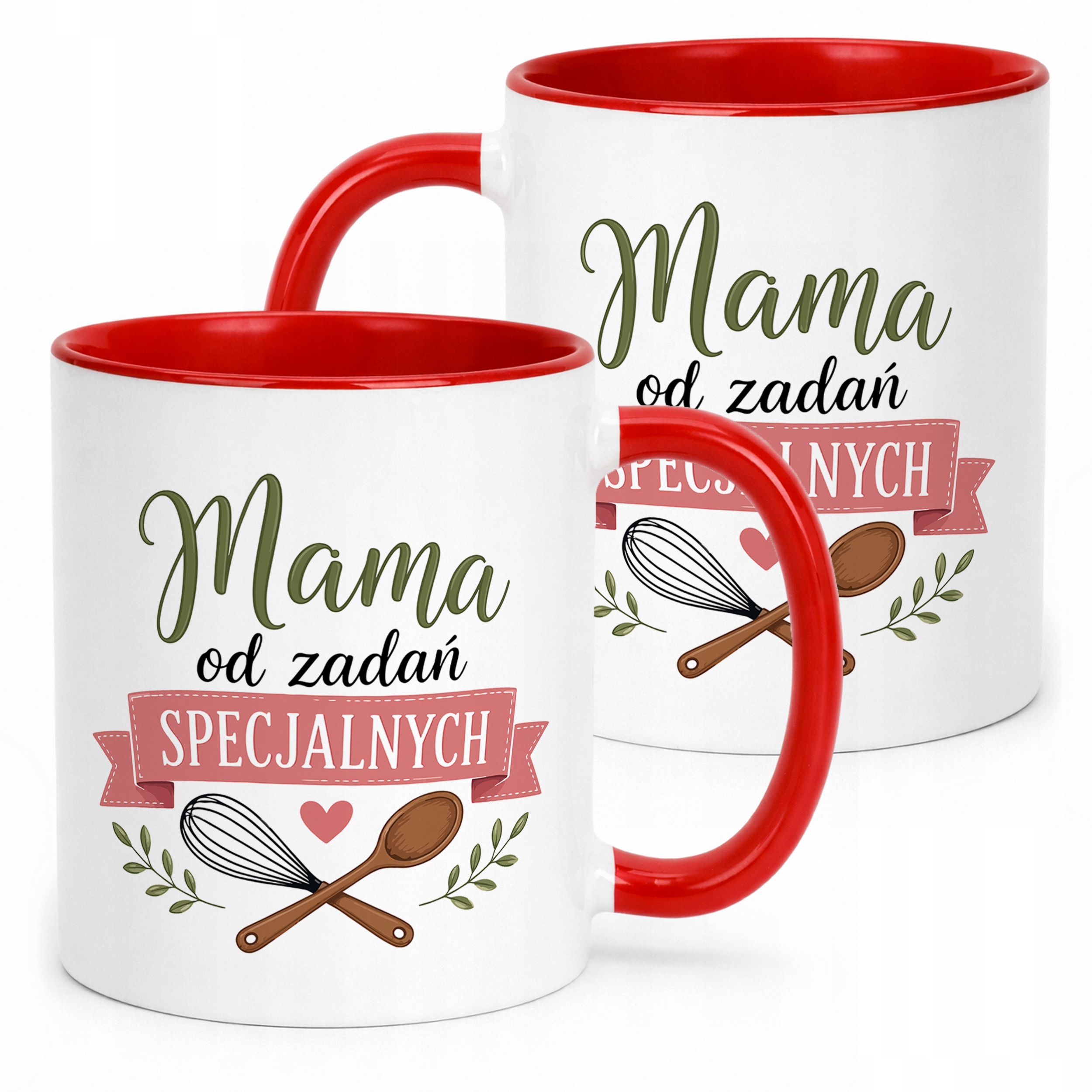 Kubek dla mamy czerwony prezent na Dzień Matki uroczy upominek dla mamy