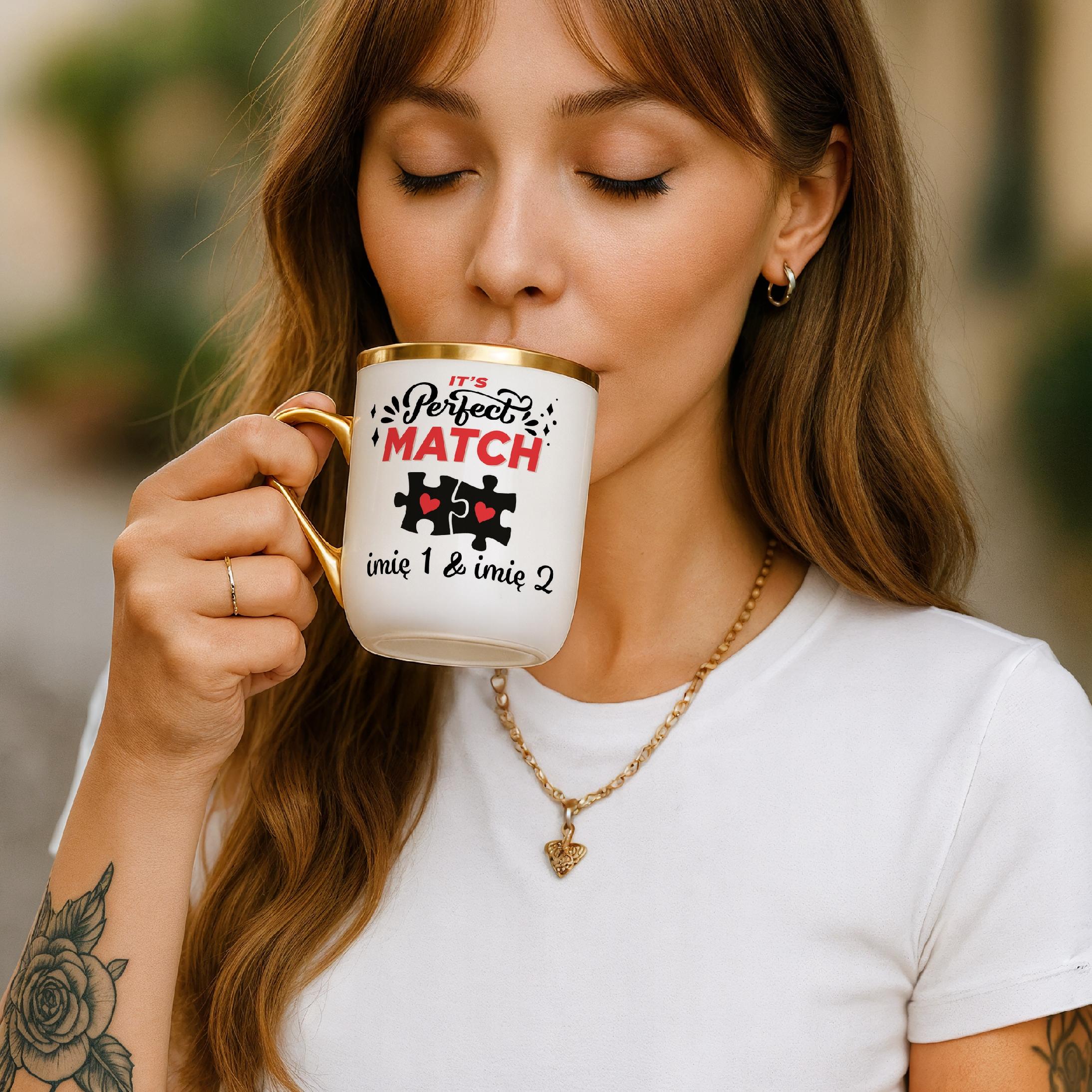 Kubek Premium Złoty Personalizowany Na Walentynki Kocham Cię Prezent