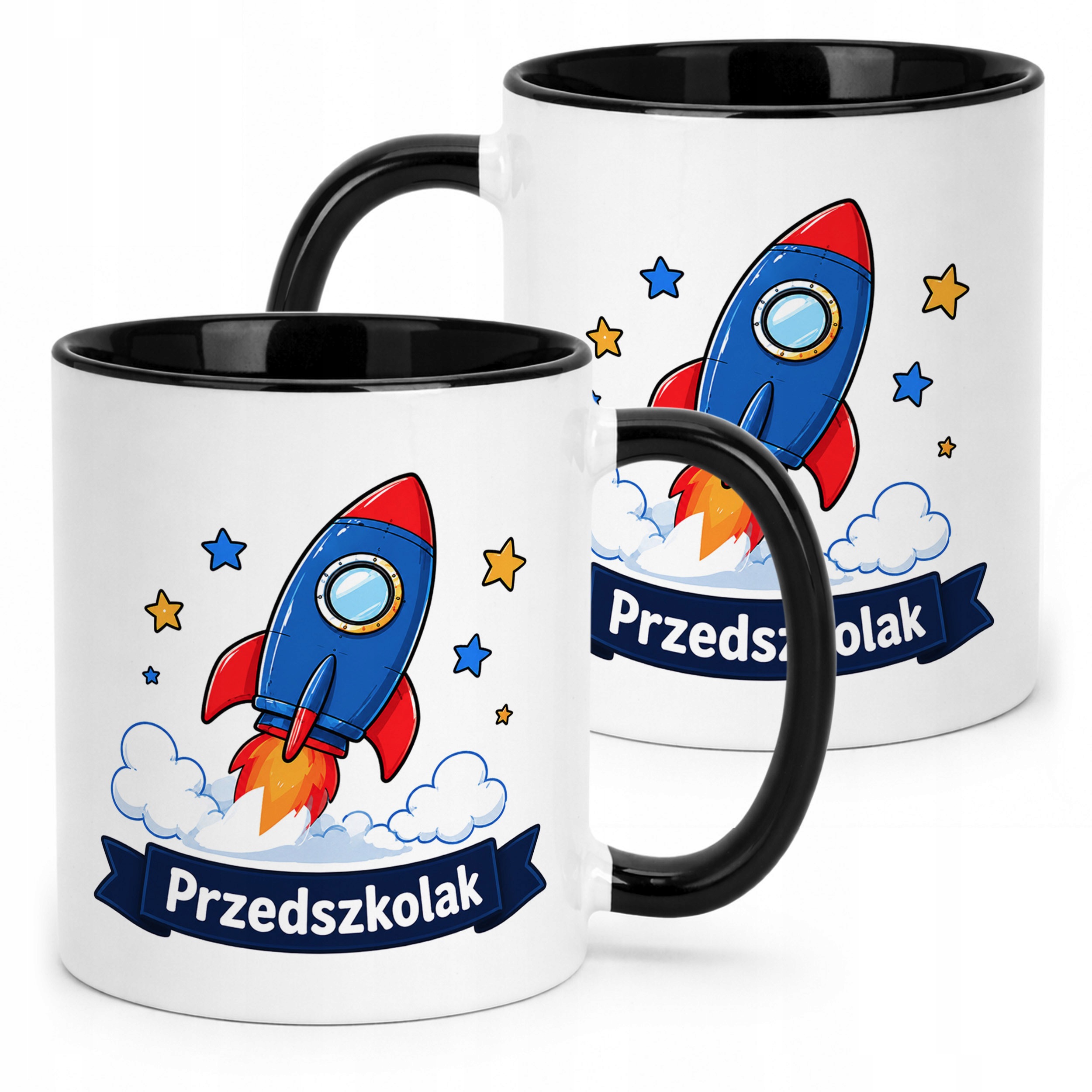 Kubek Czarny z nadrukiem Przedszkolak Szkoła Dla Dzieci Prezent