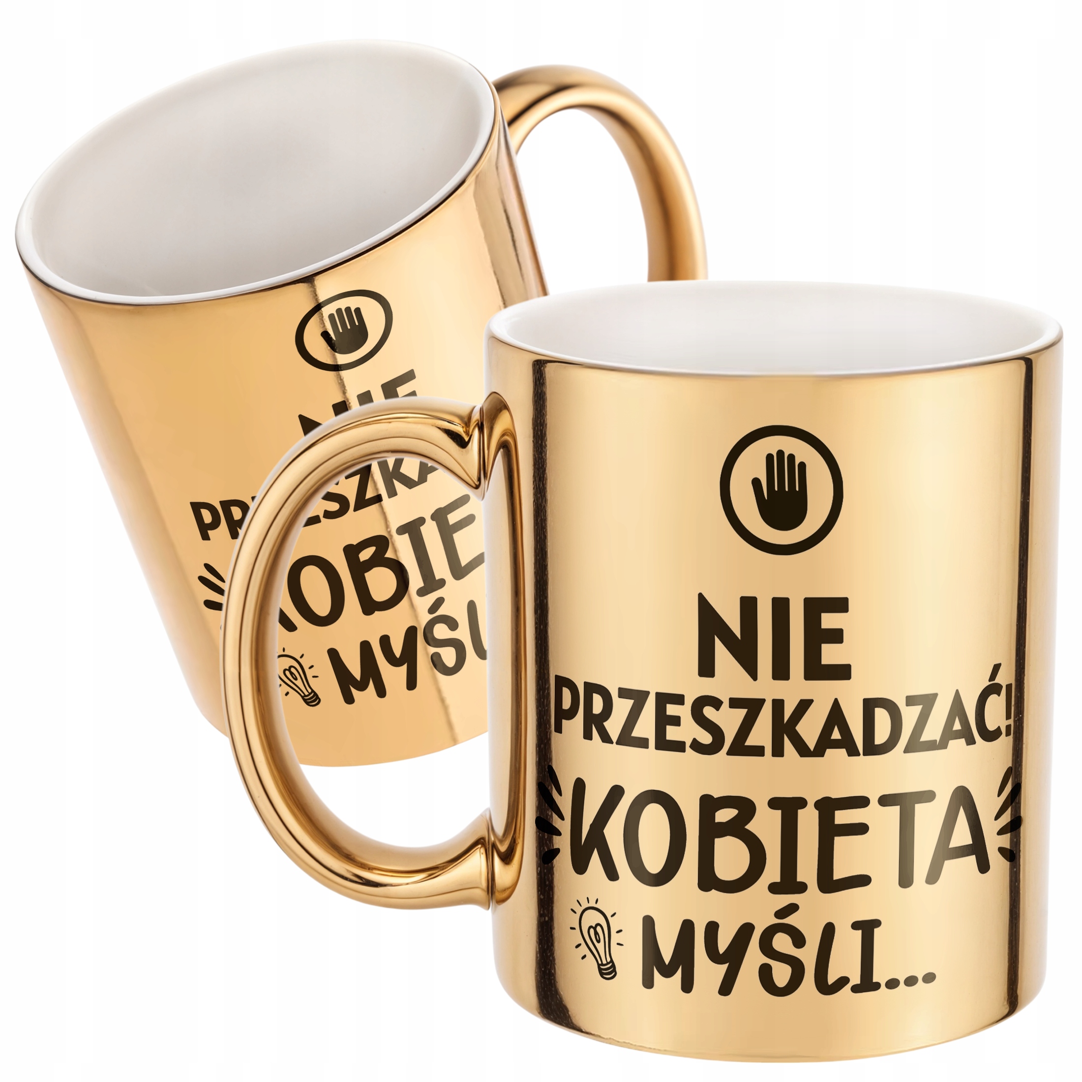 Złoty kubek na prezent Dzień Kobiet Nie Przeszkadzać Prezent