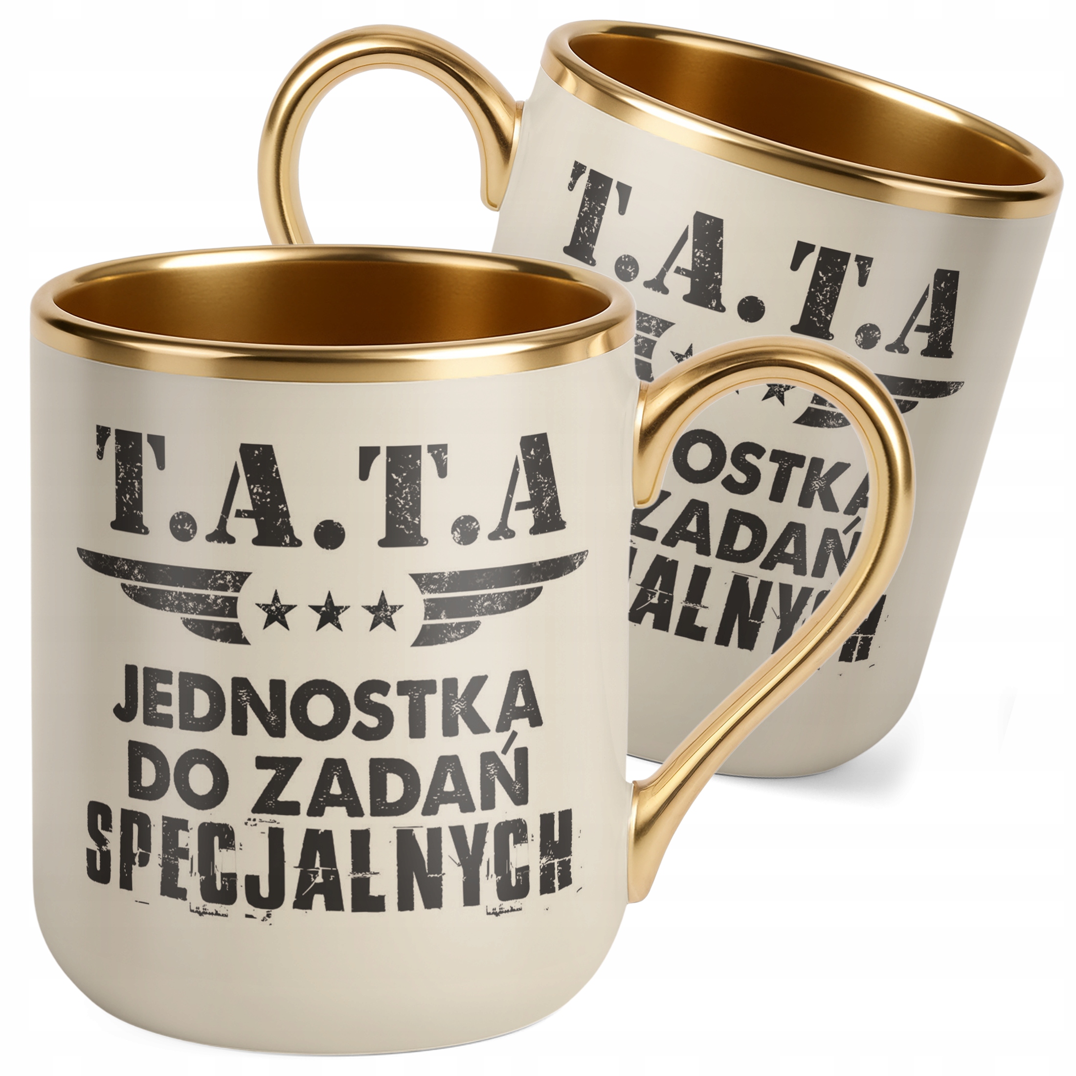 Kubek Premium Złoty Ecru Dzień Ojca Dla Taty Tata Jednostka Prezent