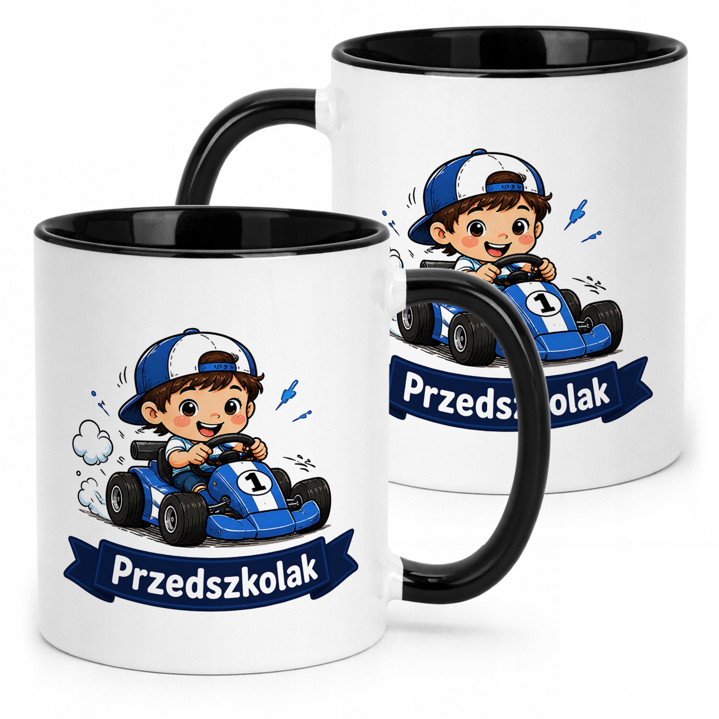 Kubek Czarny z nadrukiem Przedszkolak Szkoła Dla Dzieci Prezent
