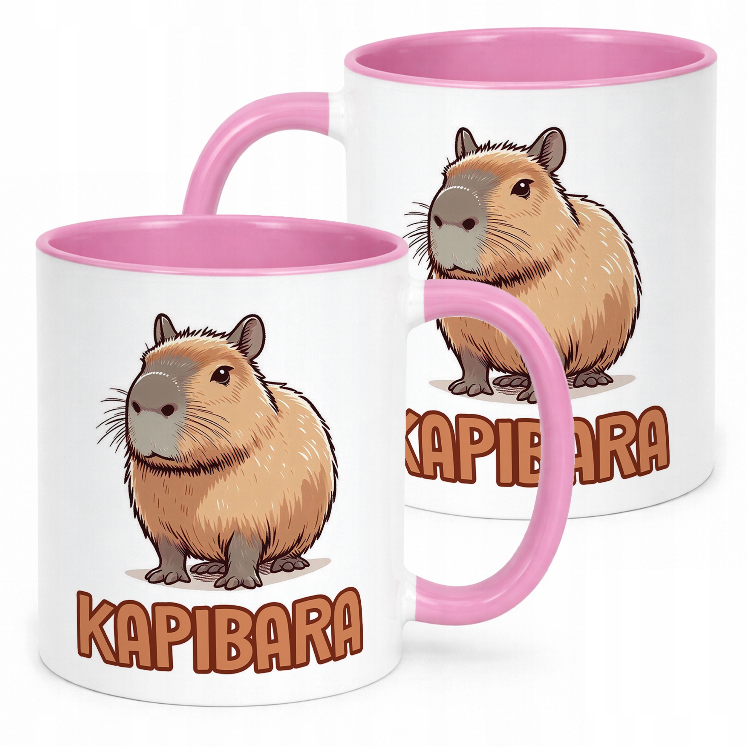 Kubek Różowy Kapibara Capybara Zwierzak Słodki Dla Dzieci Prezent
