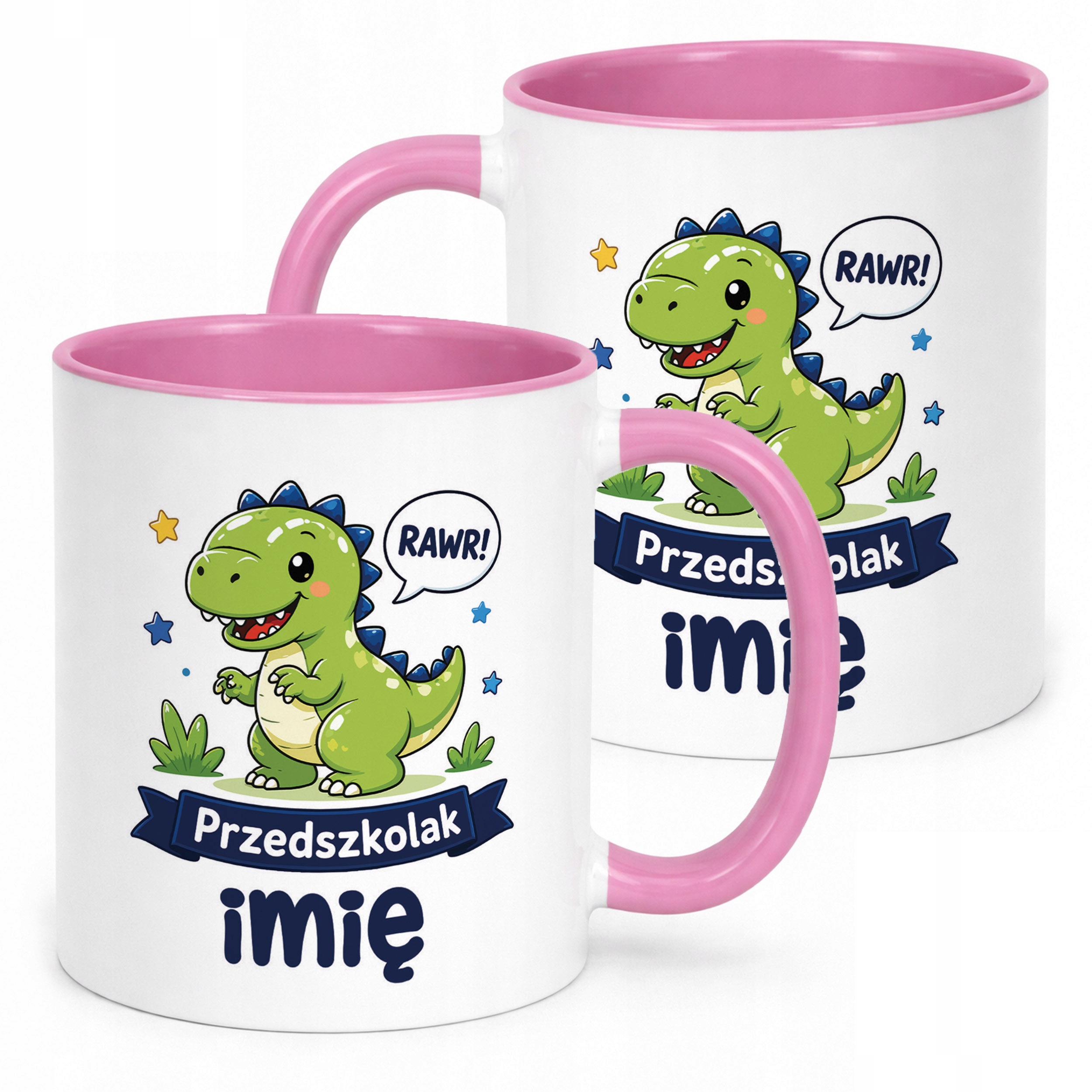 Kubek Różowy z nadrukiem personalizowany Przedszkolak Szkoła Dla Dzieci
