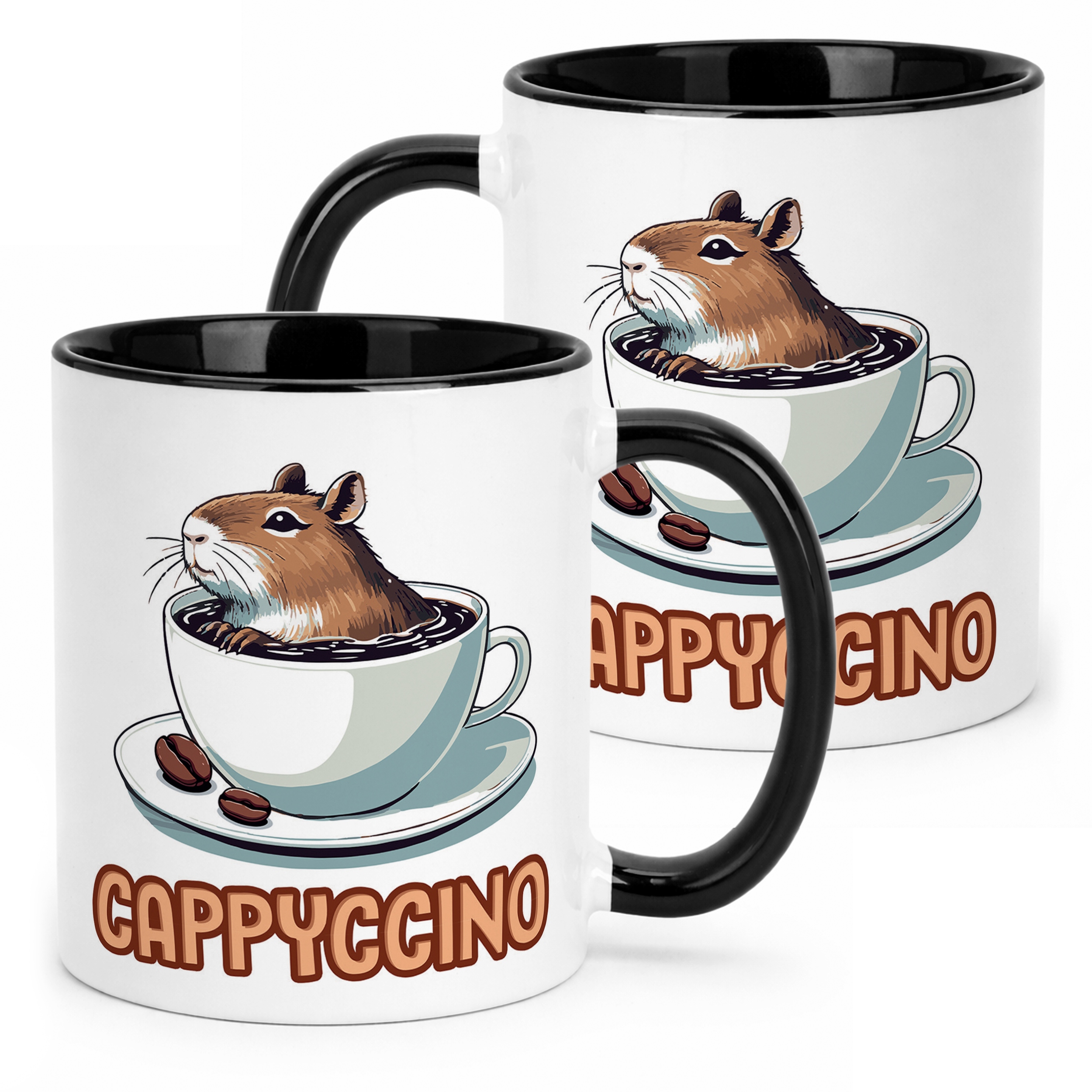 Kubek Czarny Kapibara Capybara Zwierzak Słodki Dla Dzieci Prezent