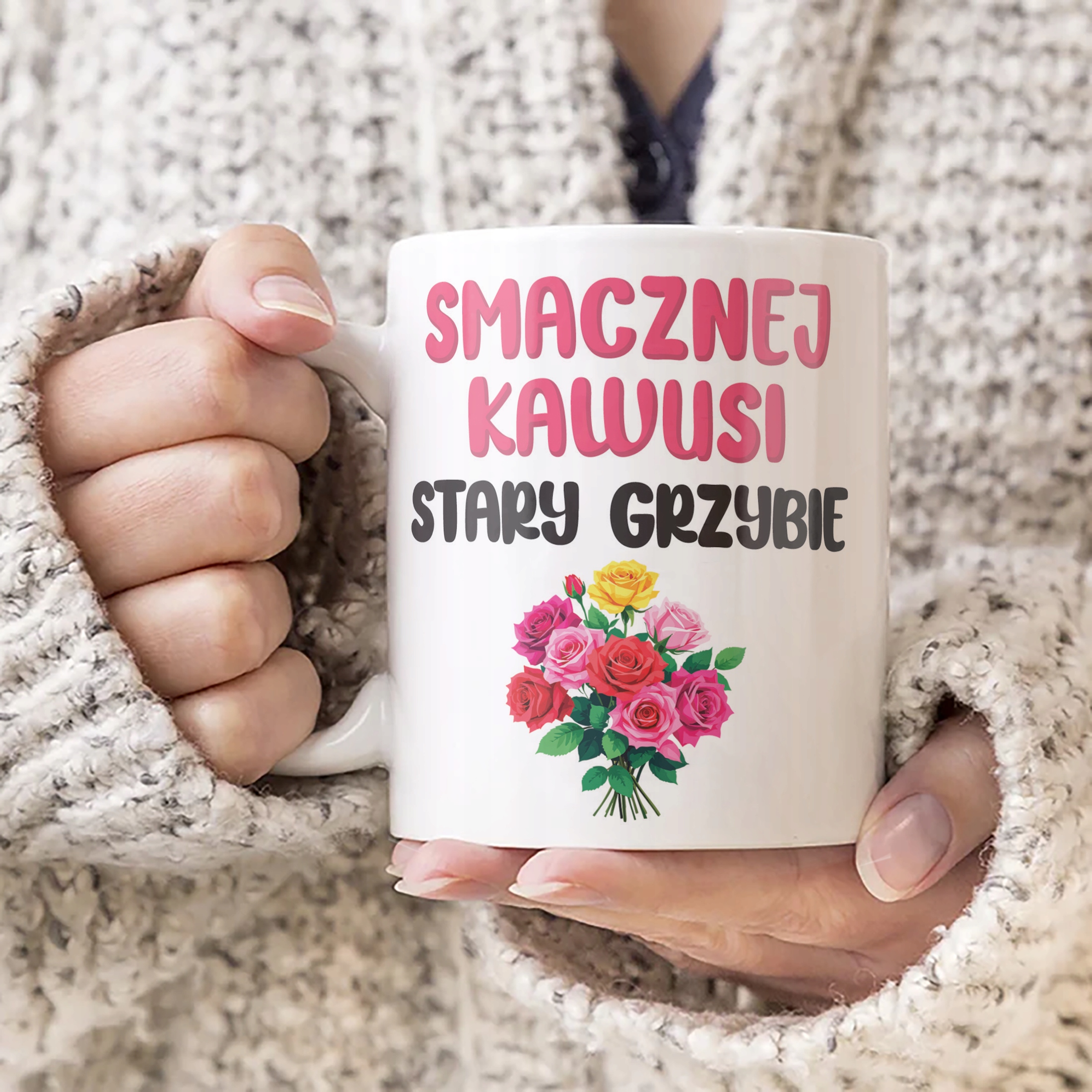 Kubek ceramiczny Smacznej Kawus Stary Grzybie Śmieszny Zabawny Prezent