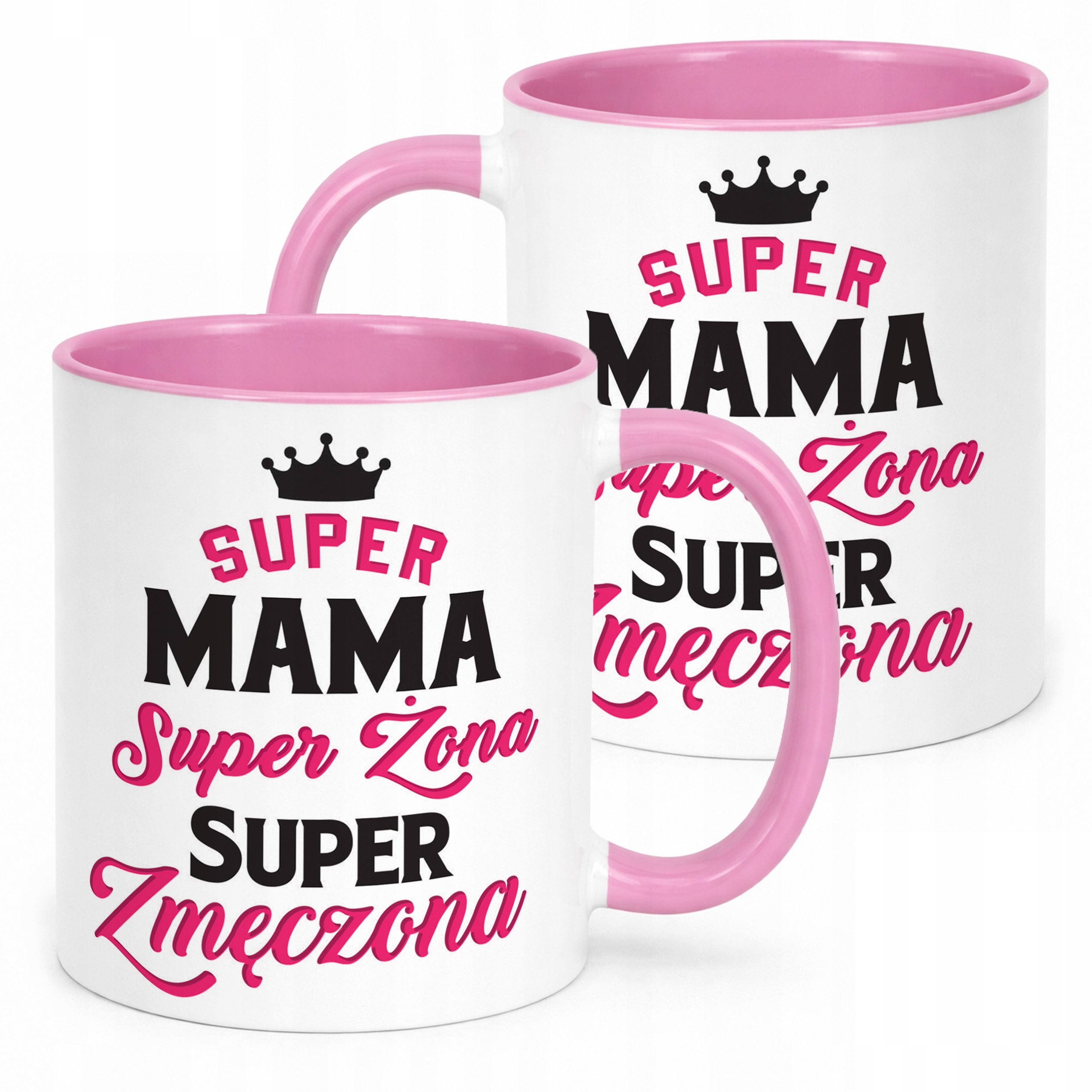 Kubek Różowy Dzień Matki Dla Mamy Prezent Super Mama Żona