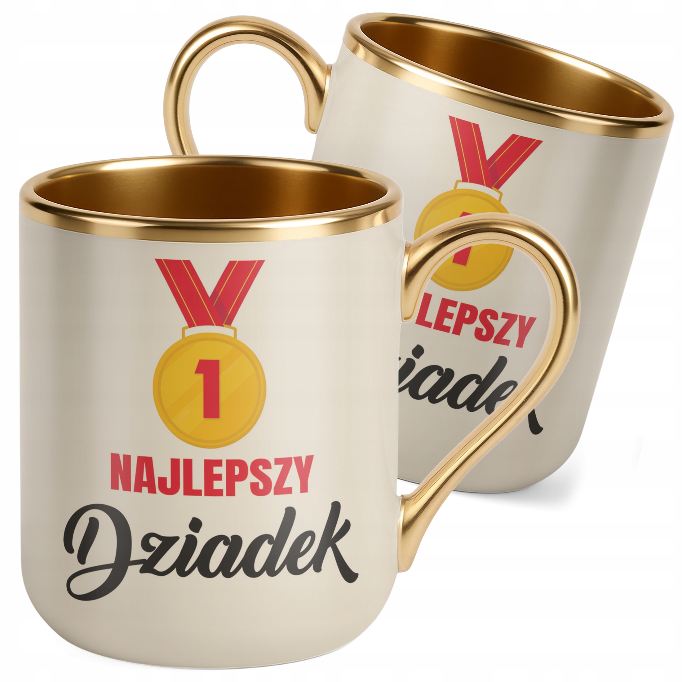 Kubek Premium Złoty Ecru Dzień Dziadka Dla Dziadka Prezent Upominek