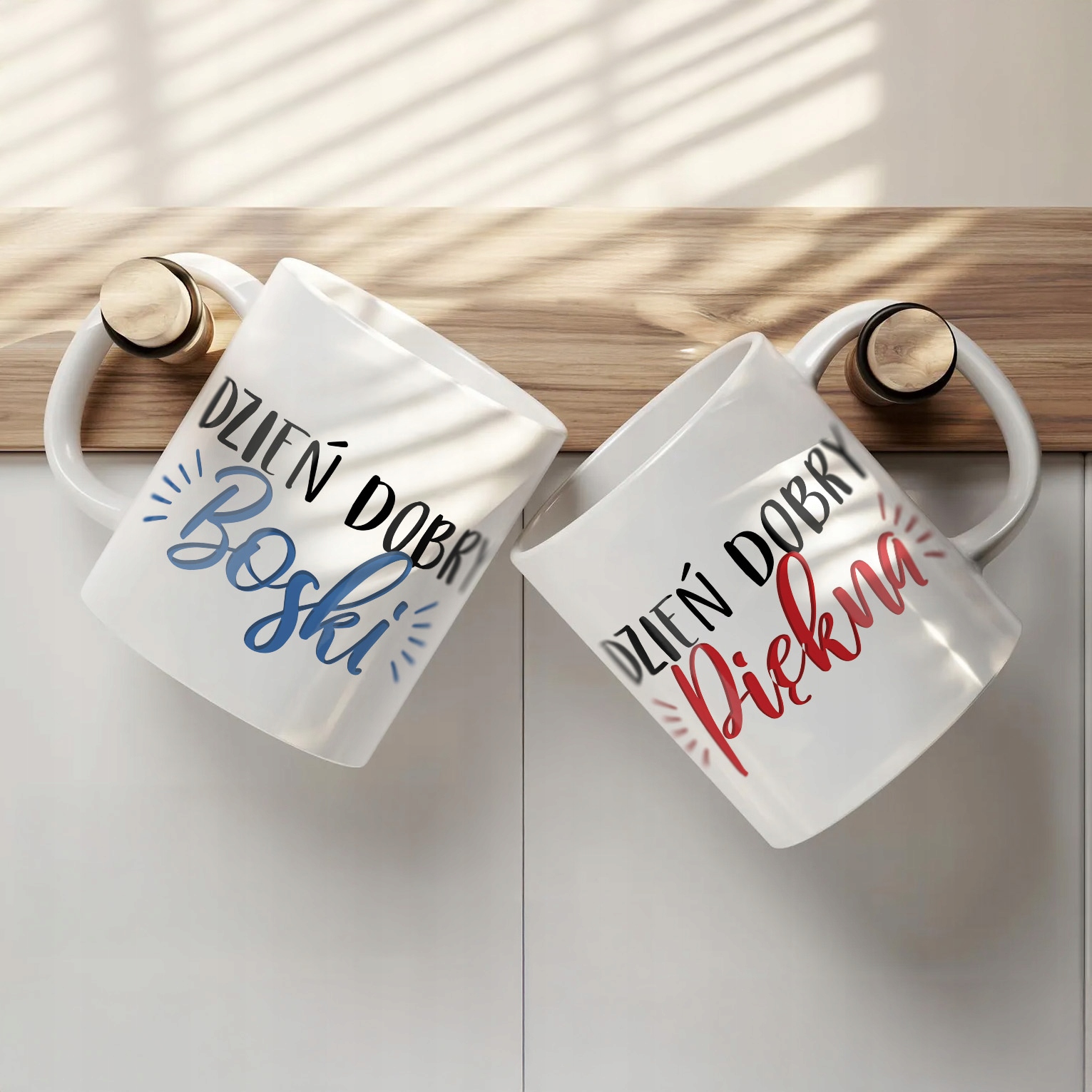 Zestaw kubków na Walentynki Dzień Dobry Piękna Boski Prezent Dla Pary