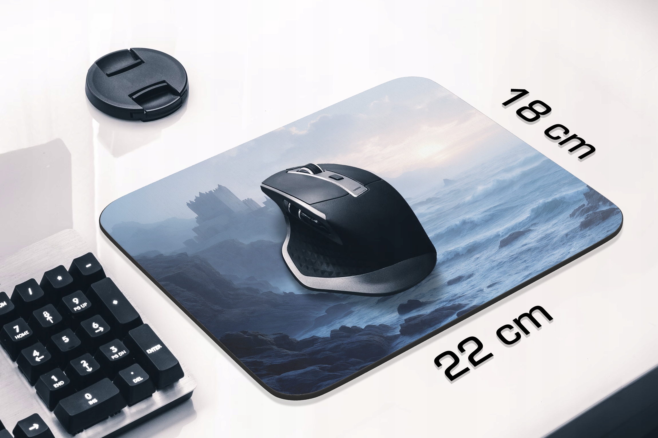 Podkładka pod mysz 22×18 cm Morze Zamek Mgła Skały