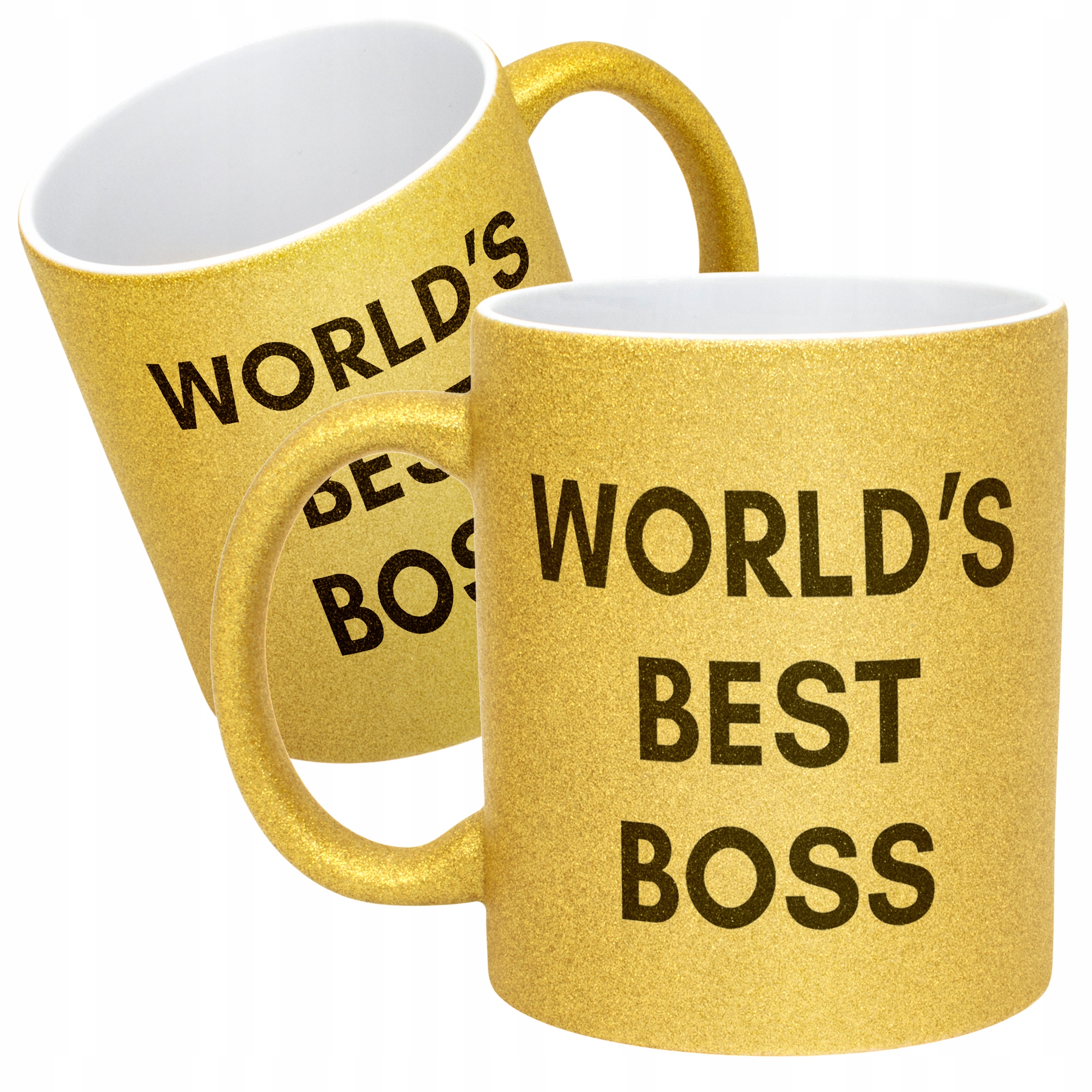 Złoty kubek brokatowy World’s Best Boss Dla Szefa Szefowej Prezent