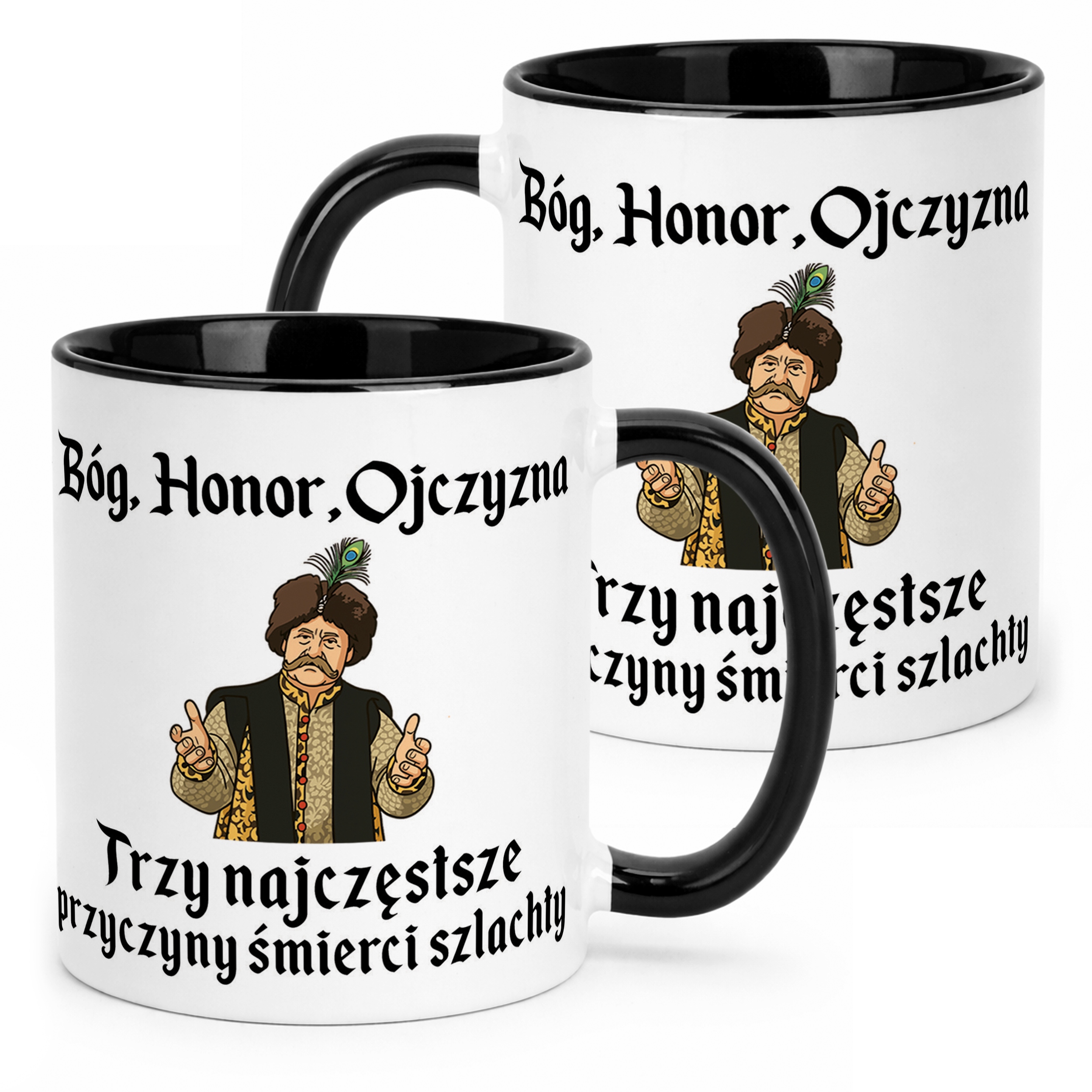 Kubek Czarny 1670 Bóg Honor Ojczyzna Jan Paweł Prezent