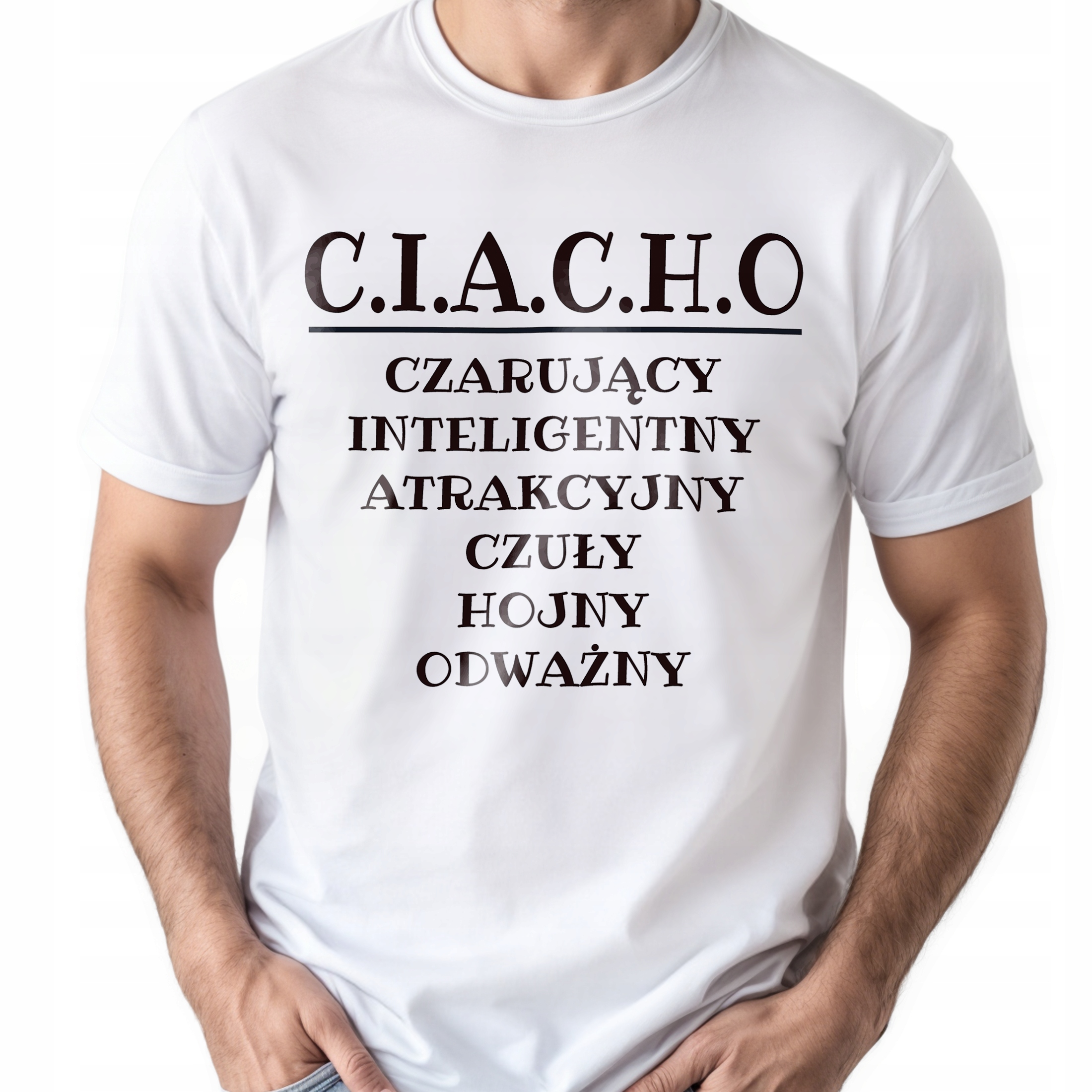 Koszulka biała męska C.I.A.C.H.O Zabawny Prezent Upominek