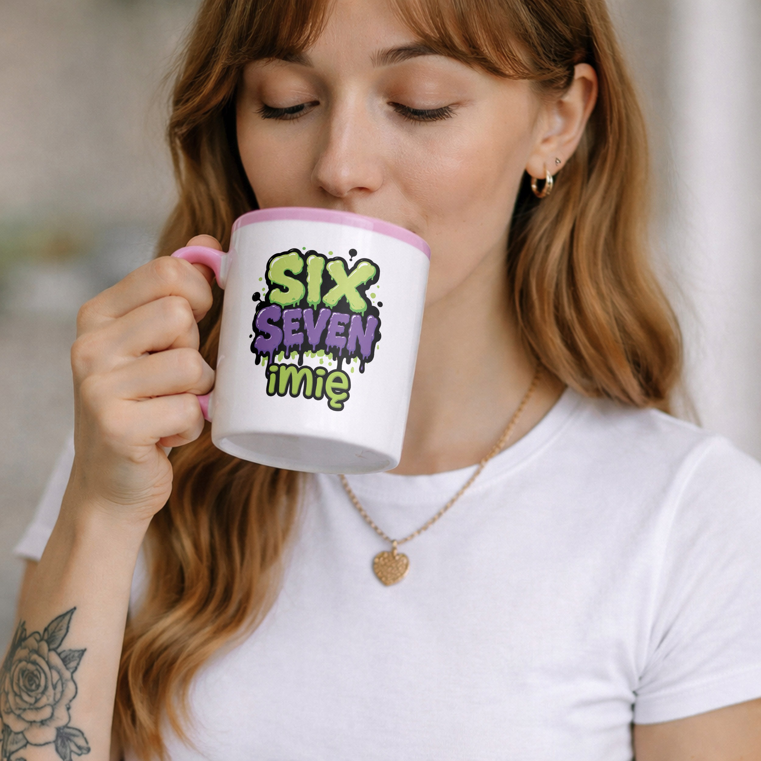 Zestaw Personalizowany Plecak Worek Kubek Różowy 67 Six Seven Prezent