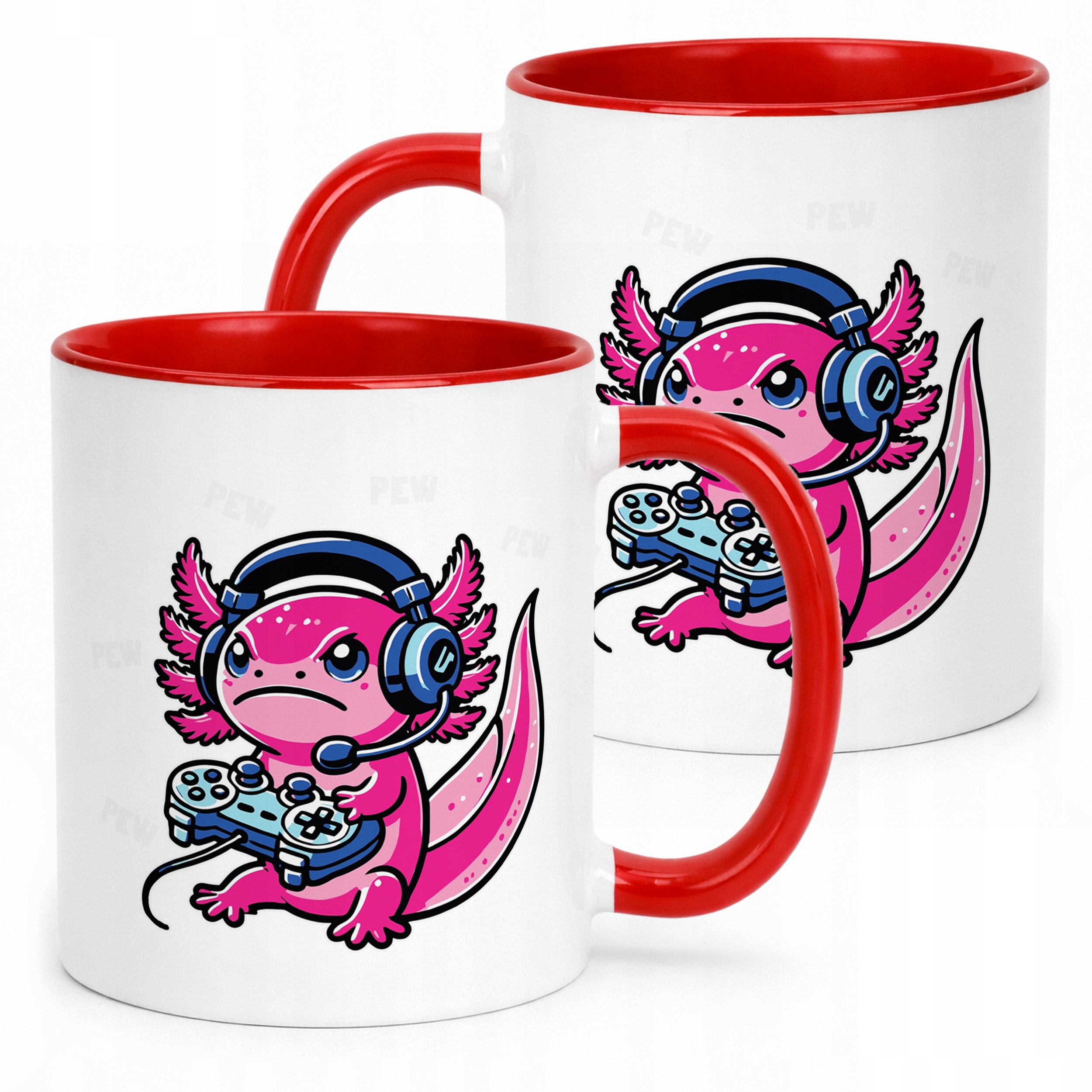 Wyjątkowy czerwony kubek na prezent Aksolotl Axolotl Różowy Zwierzak