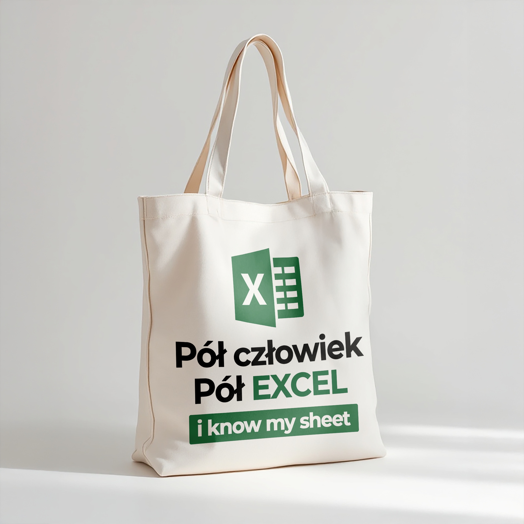 Torba bawełniana premium Pół Człowiek Pół Excel Zabawny Prezent