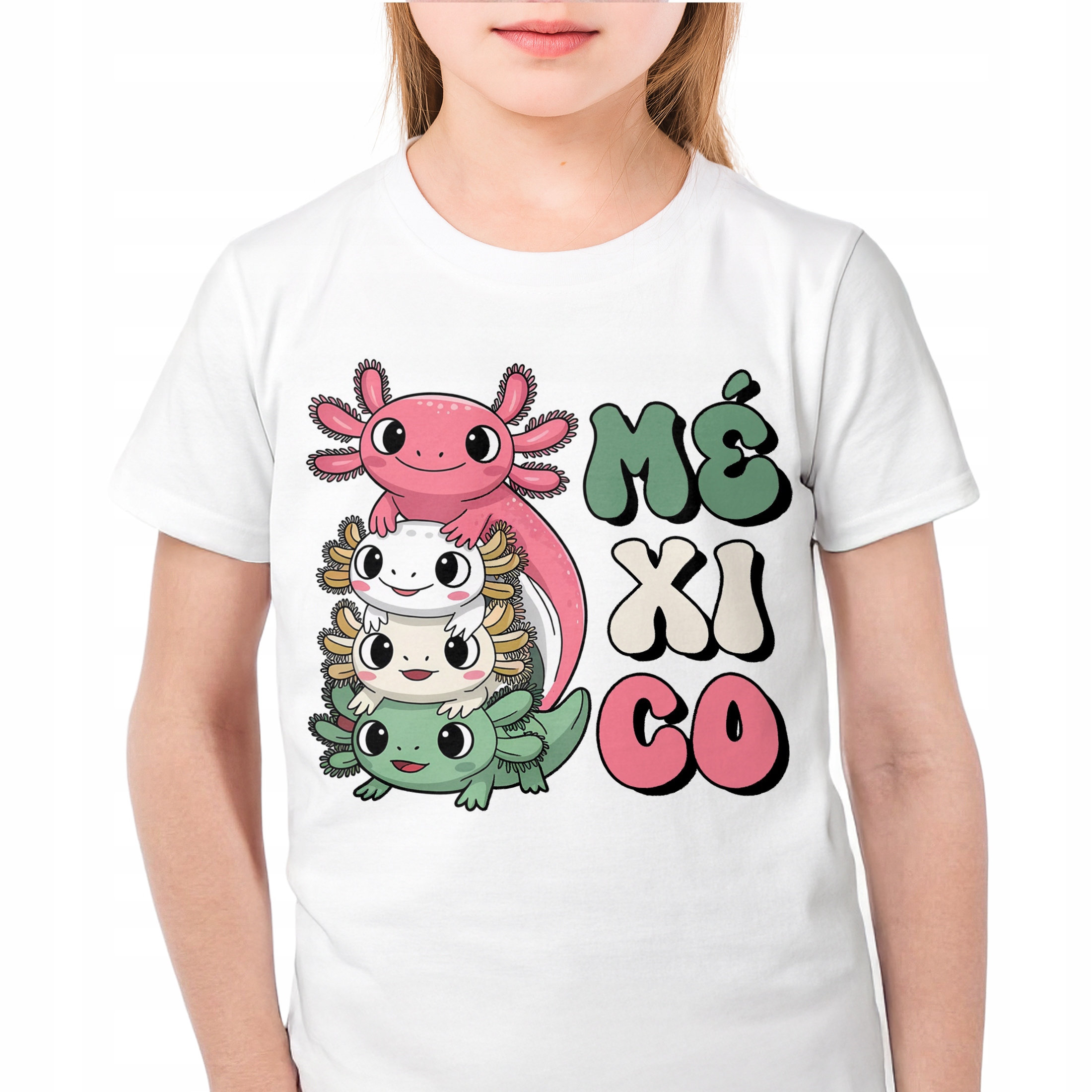 Podkoszulek dziecięcy biały Aksolotl Axolotl Mine craft Gra