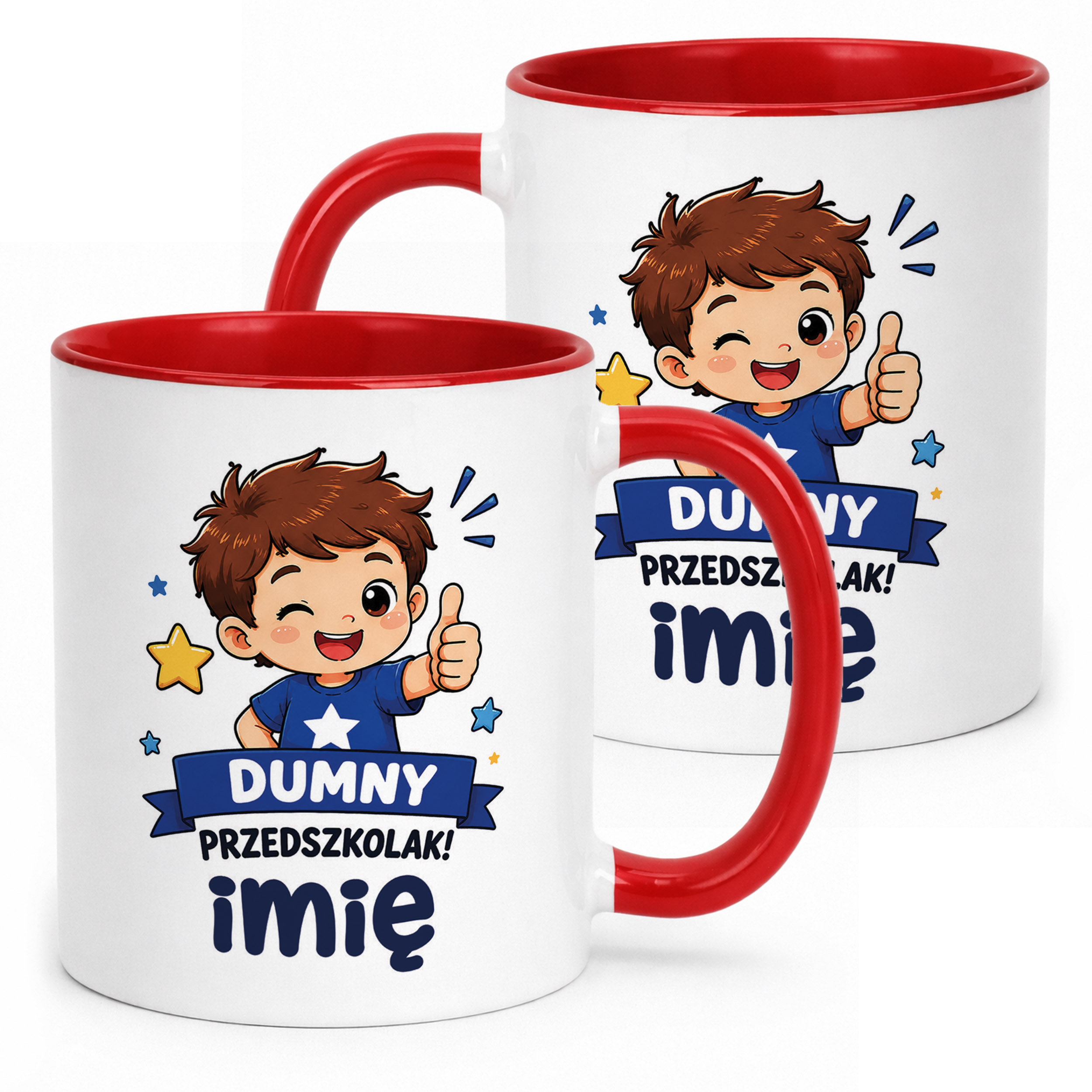 Kubek Czerwony z nadrukiem personalizowany Przedszkolak Szkoła Dla Dzieci