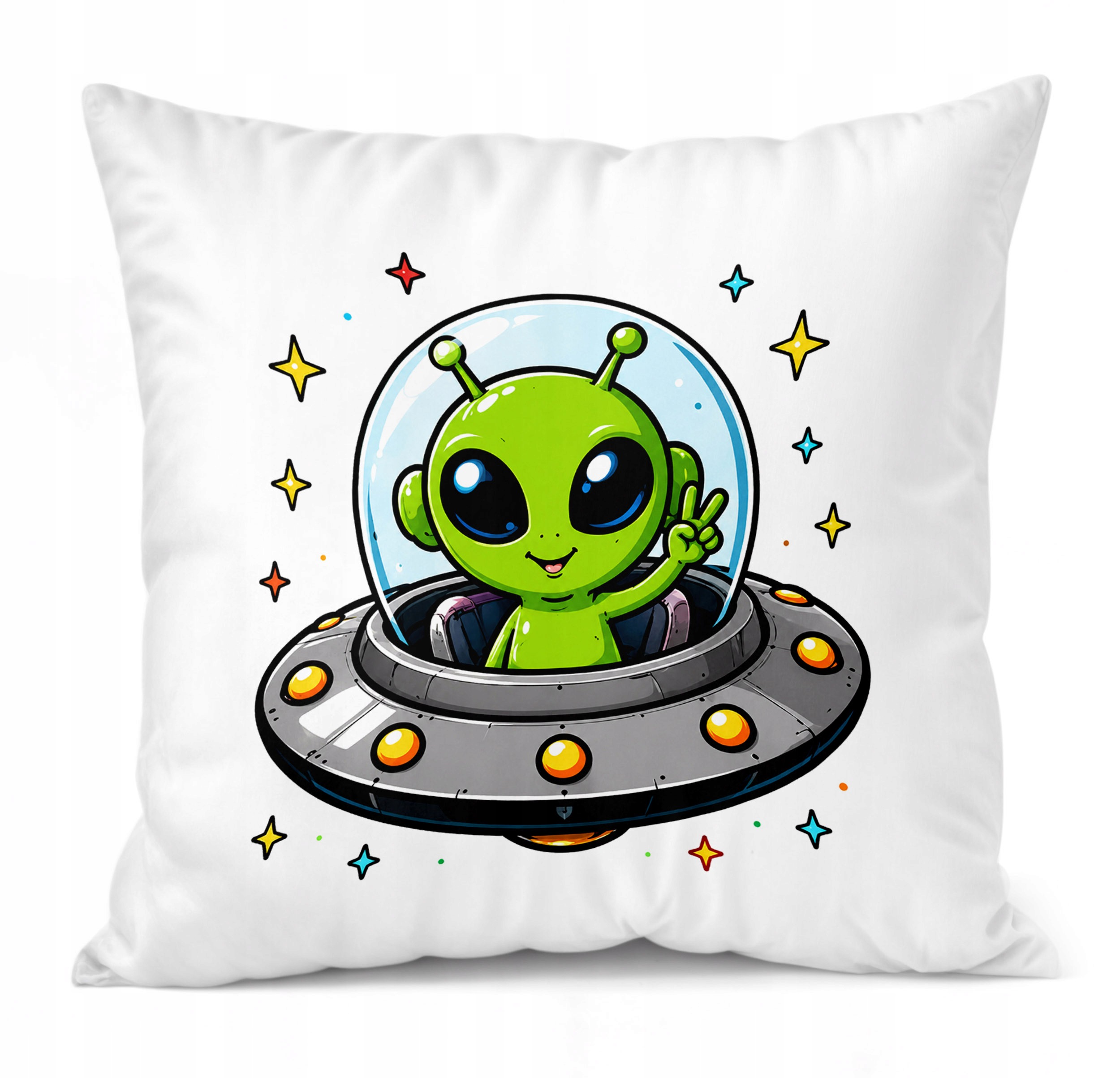 Zestaw Kubek Czarny Poduszka Z Nadrukiem Kosmita UFO Prezent
