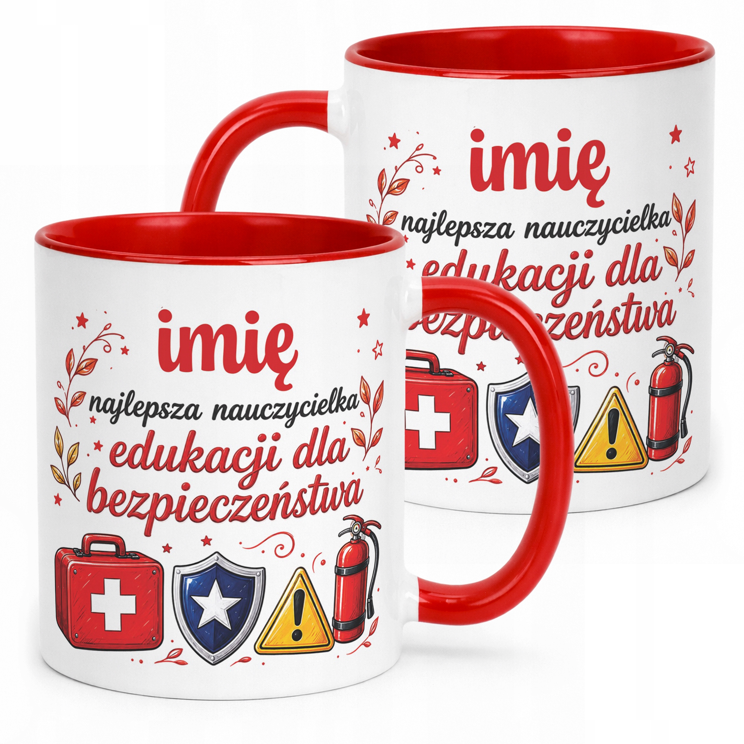 Kubek Czerwony z Imieniem Dzień Nauczyciela EDB Prezent