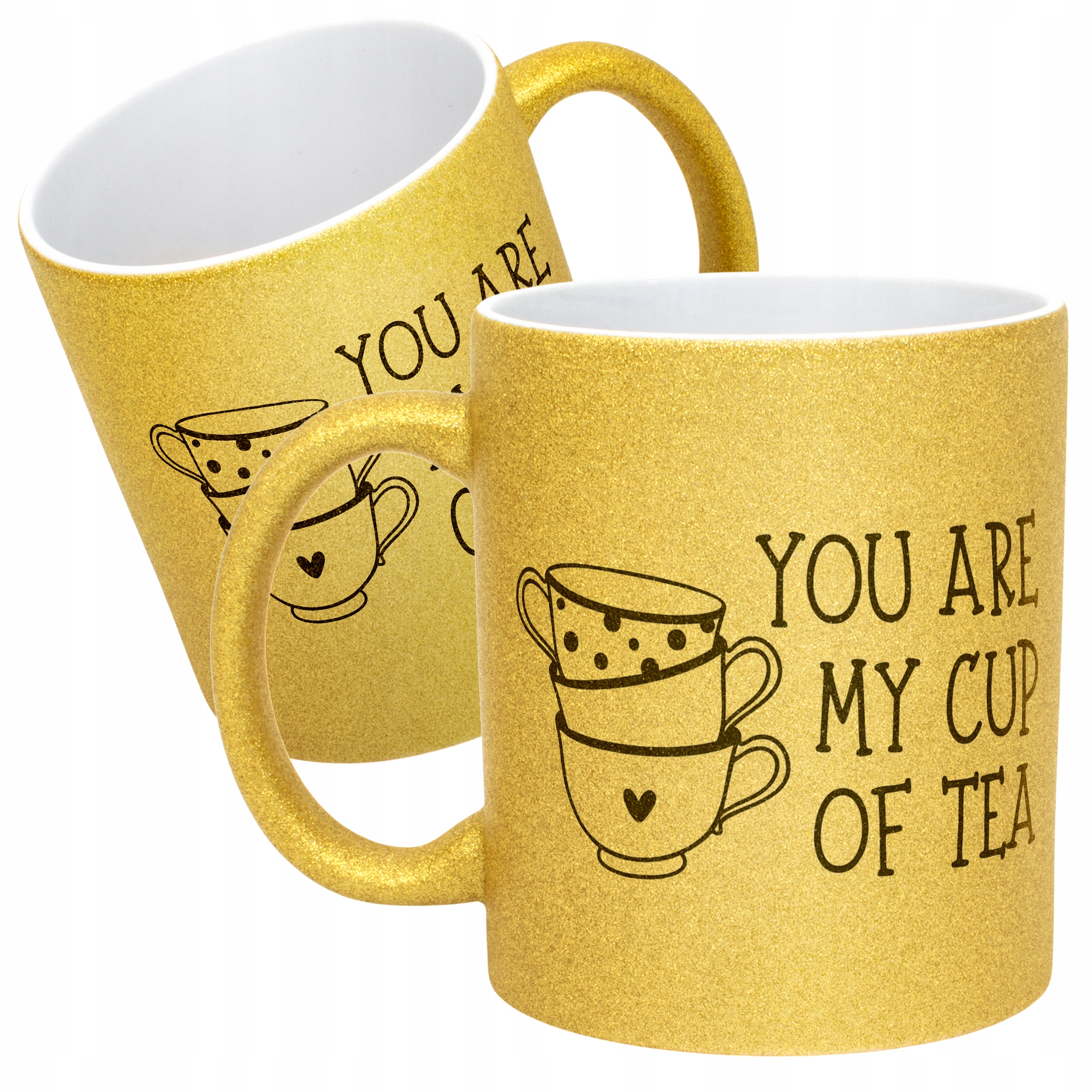 Złoty kubek brokatowy You Are My Cup Of Tea Walentynki Prezent