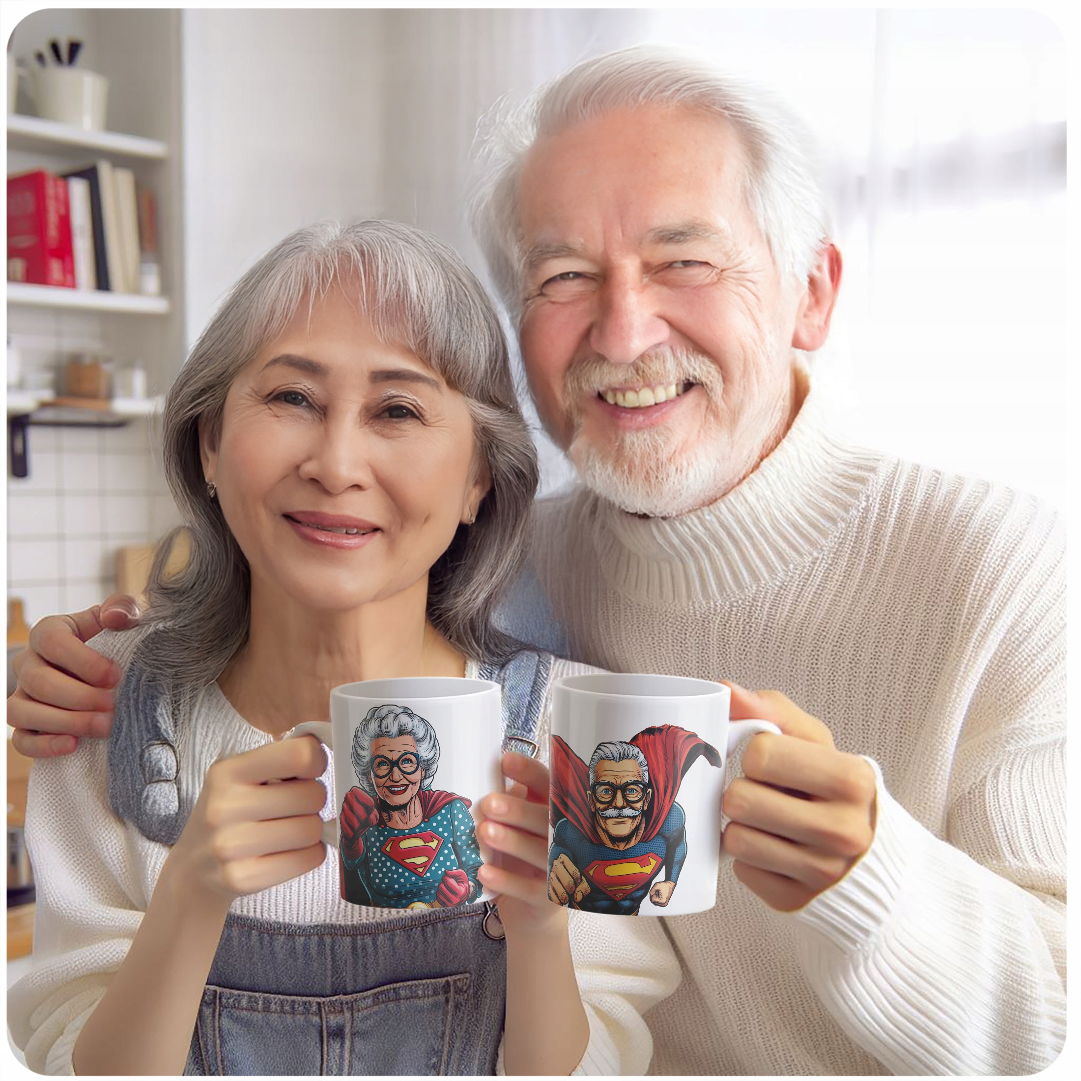Zestaw Kubków Ceramicznych 330 ml Dzień Babci i Dziadka Prezent Super