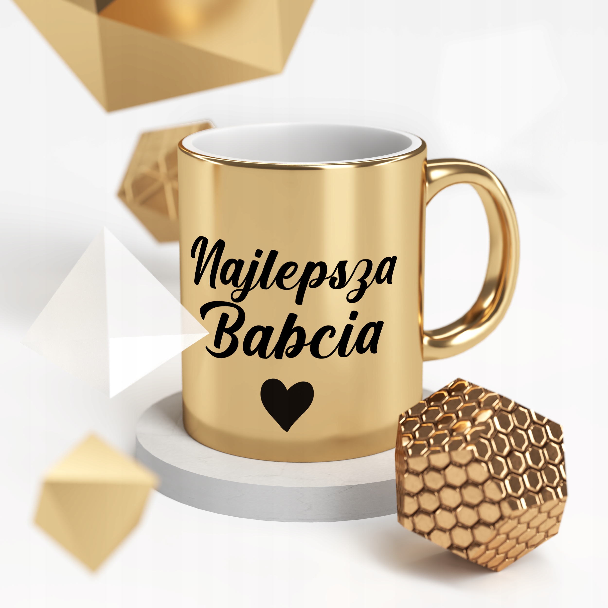 Kubek ceramiczny Złoty 330 ml Dzień Babci Prezent Upominek Najlepsza Babcia