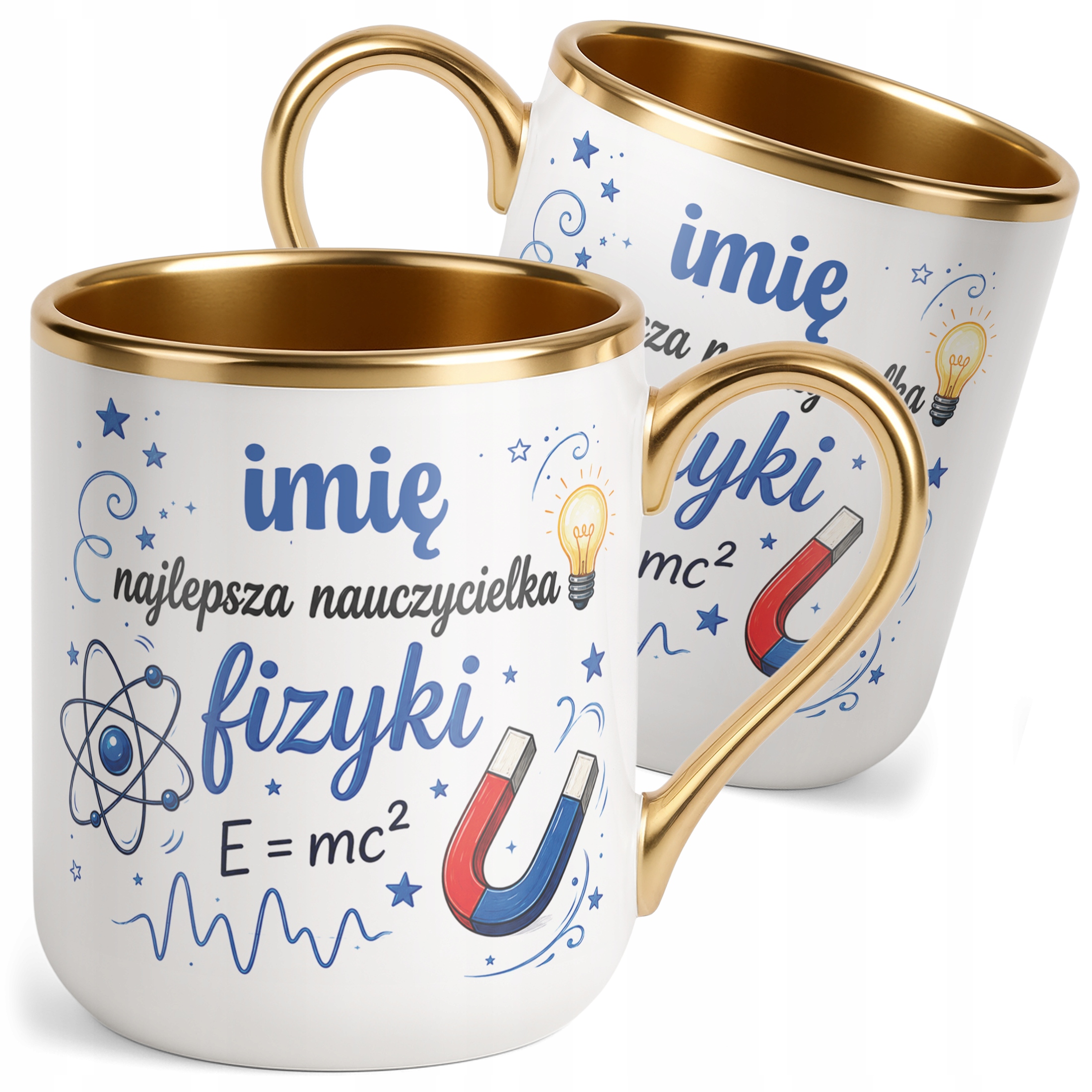 Kubek Premium Złoty z Imieniem Dzień Nauczyciela Fizyka Prezent