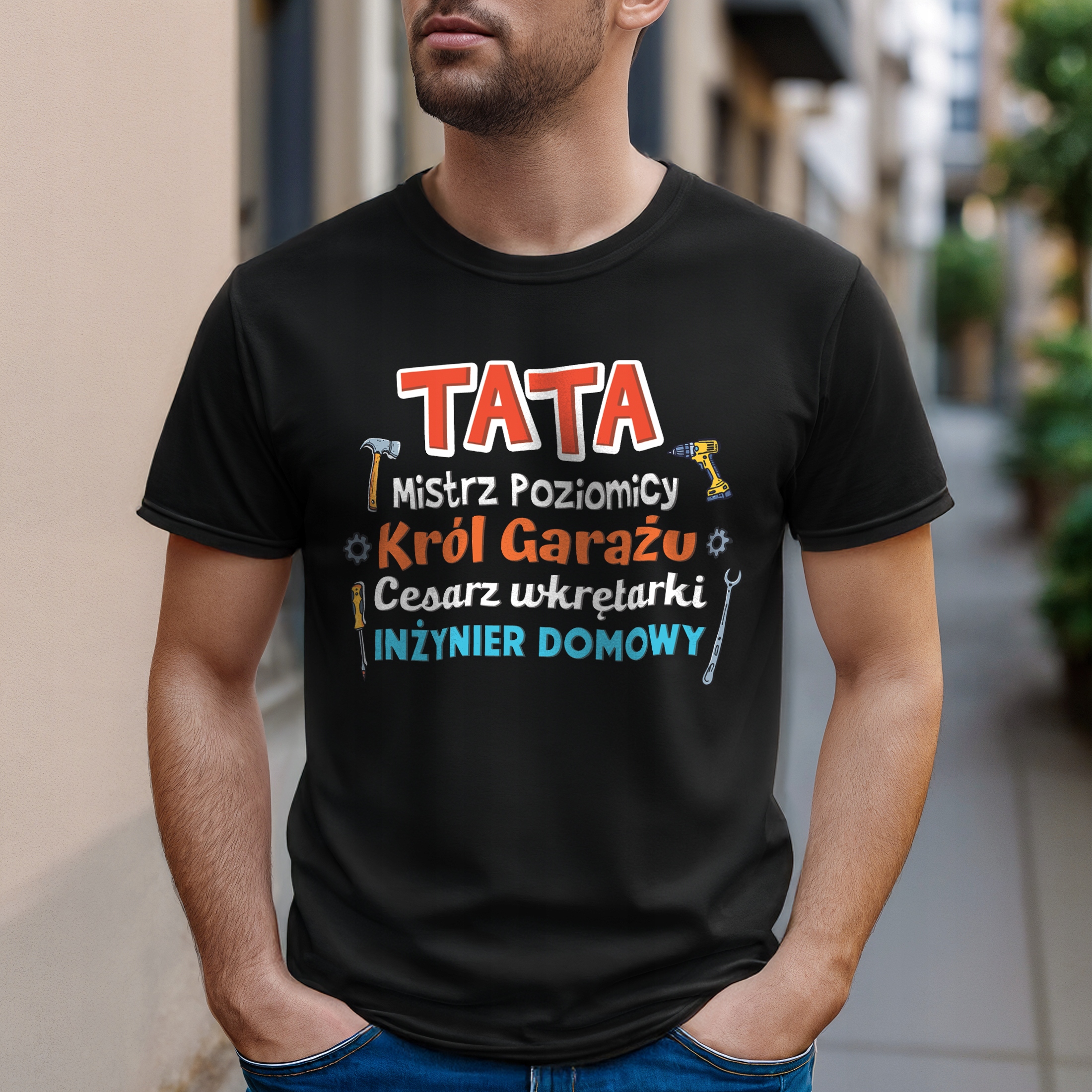 Koszulka czarna męska Dzień Ojca Dla Taty Prezent