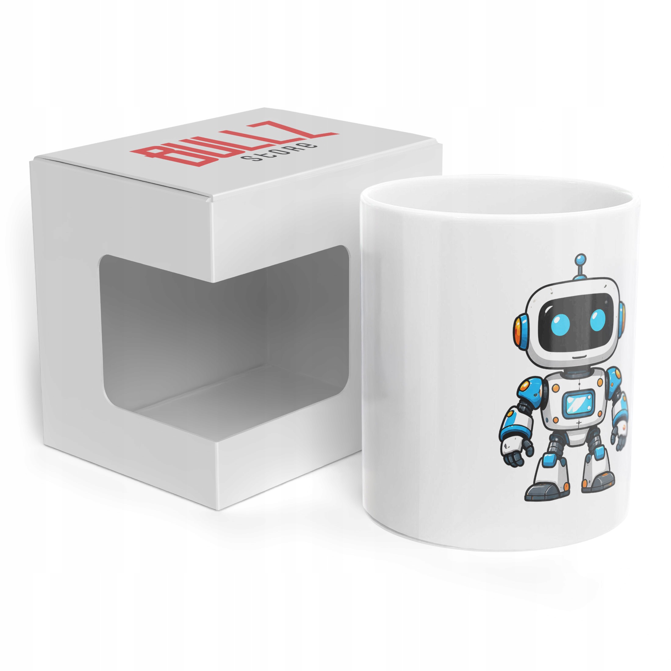 Biały Kubek z nadrukiem Robot Dla Dzieci Prezent Upominek