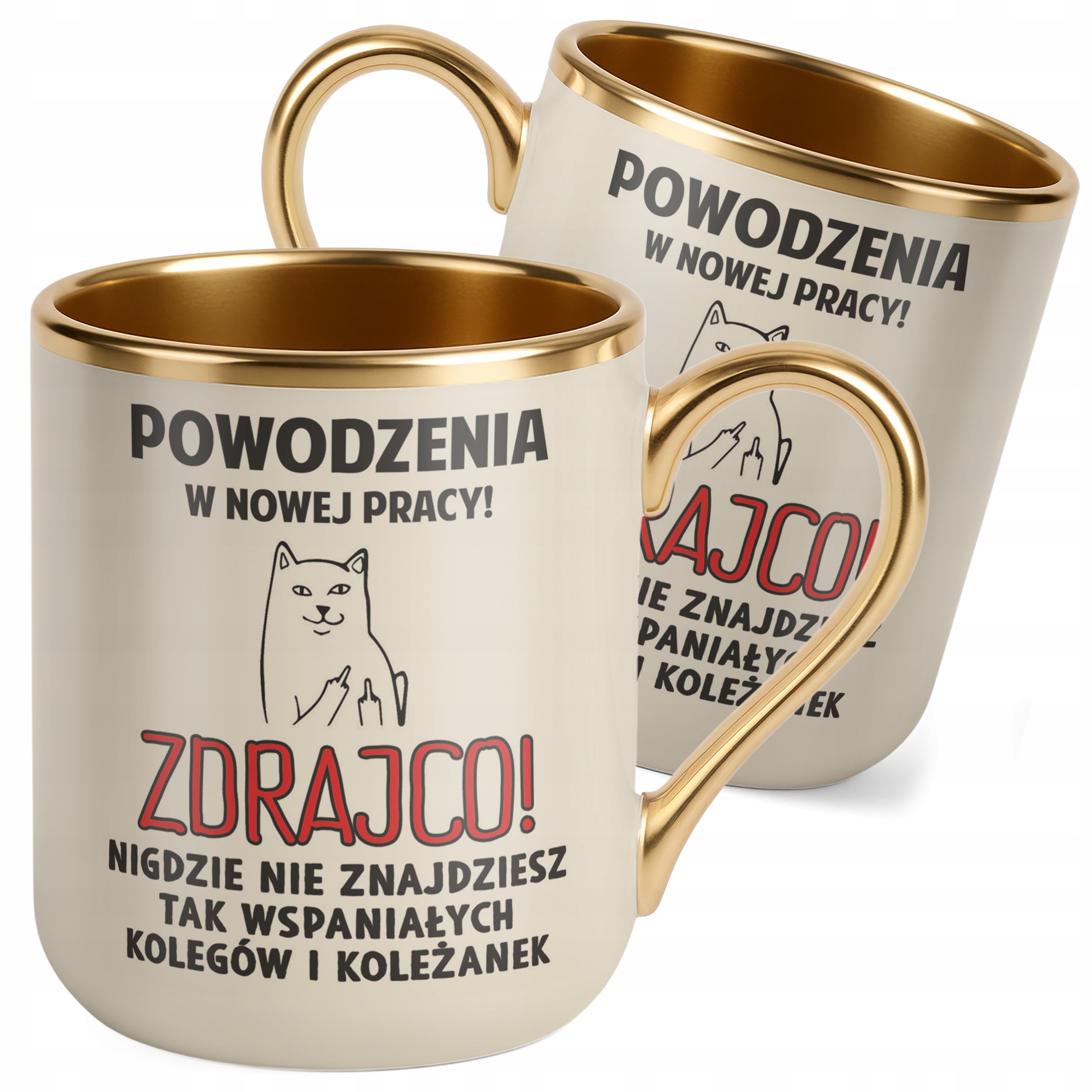 Kubek Premium Złoty Ecru Na Pożegnanie Odejście z Pracy Zabawny Prezent