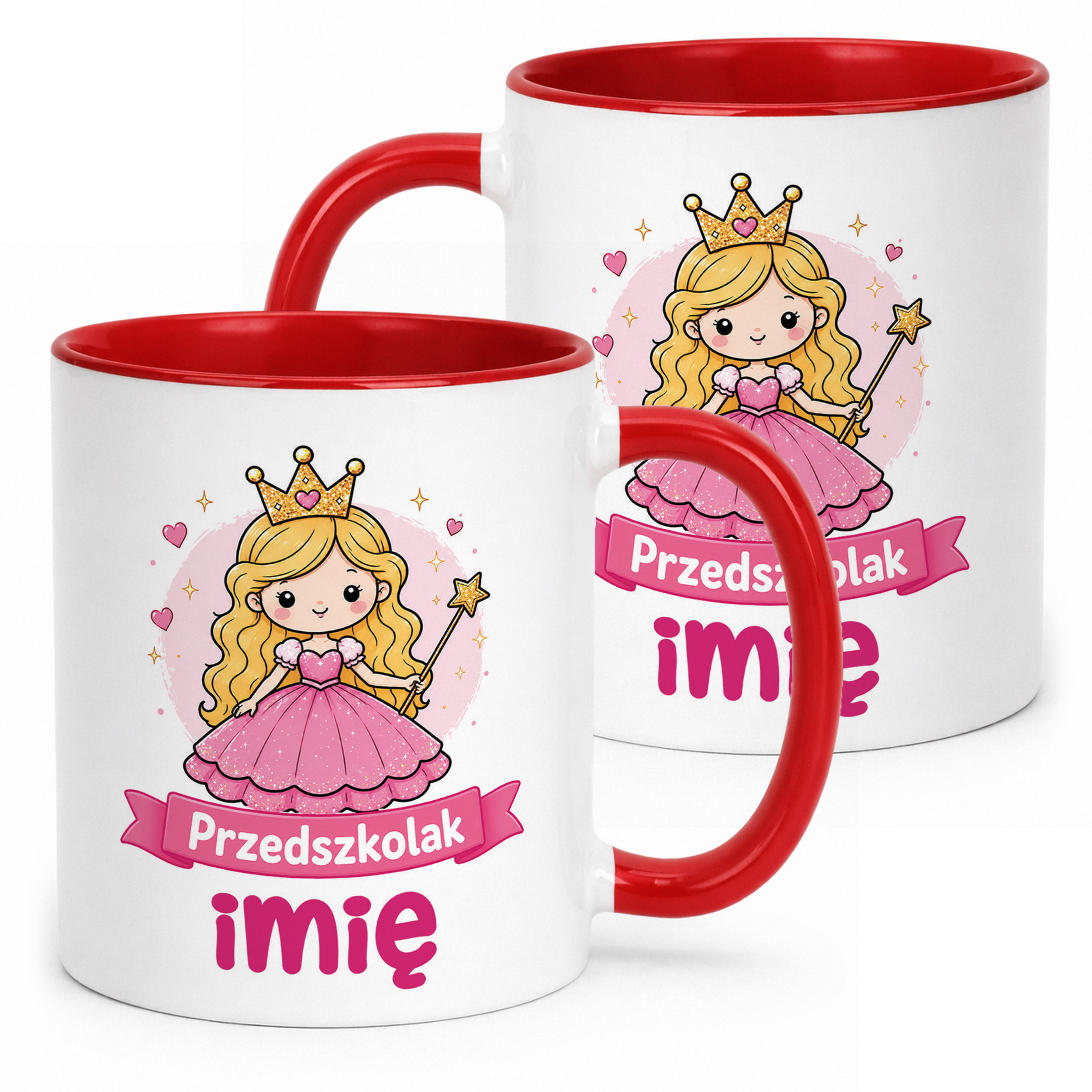 Kubek Czerwony z nadrukiem personalizowany Przedszkolak Szkoła Dla Dzieci