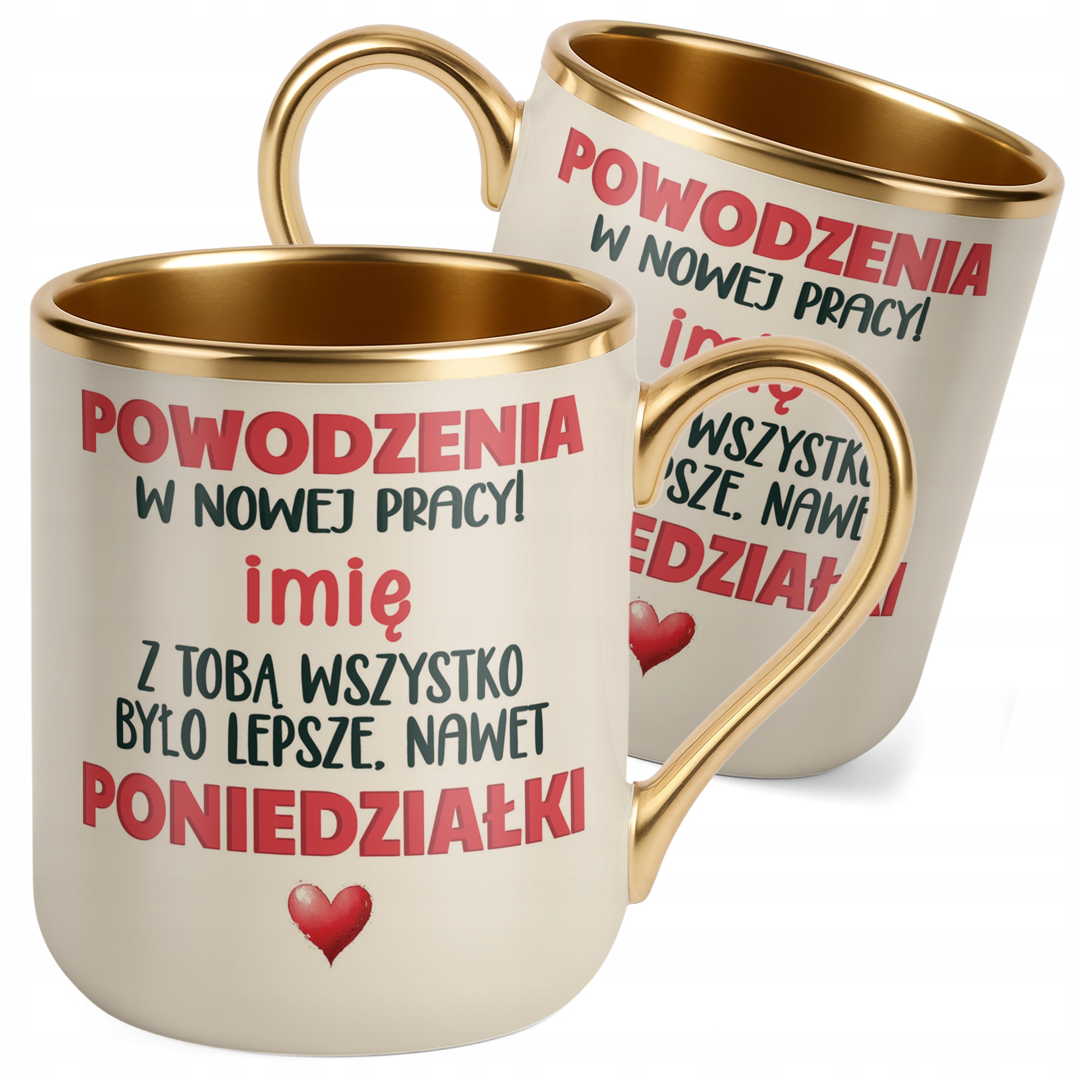 Kubek Premium Złoty Ecru Personalizowany Pożeganie Odejście z Pracy