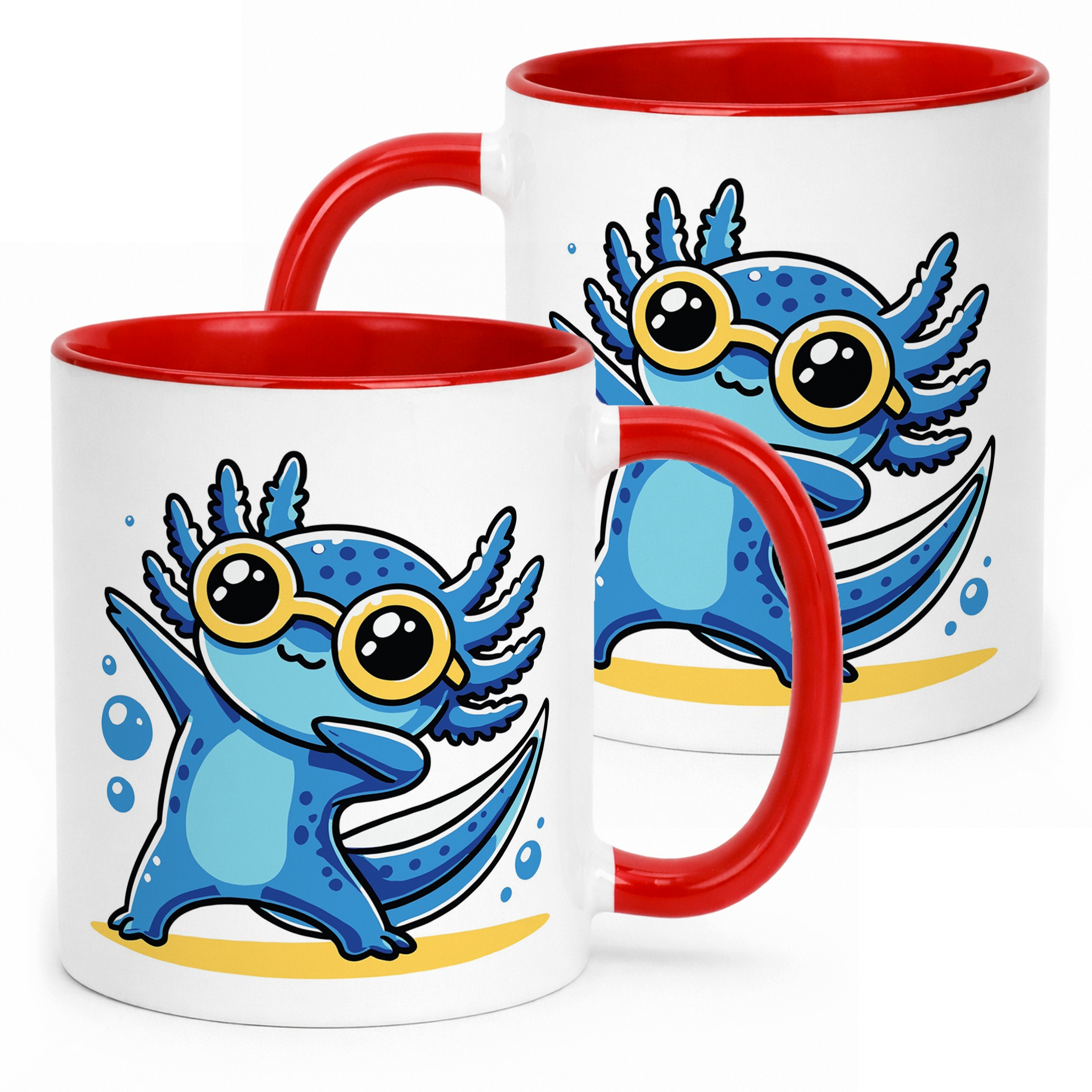 Czerwony kubek 330ml nadruk Aksolotl Axolotl Pixel Gra Różowy Zwierzak