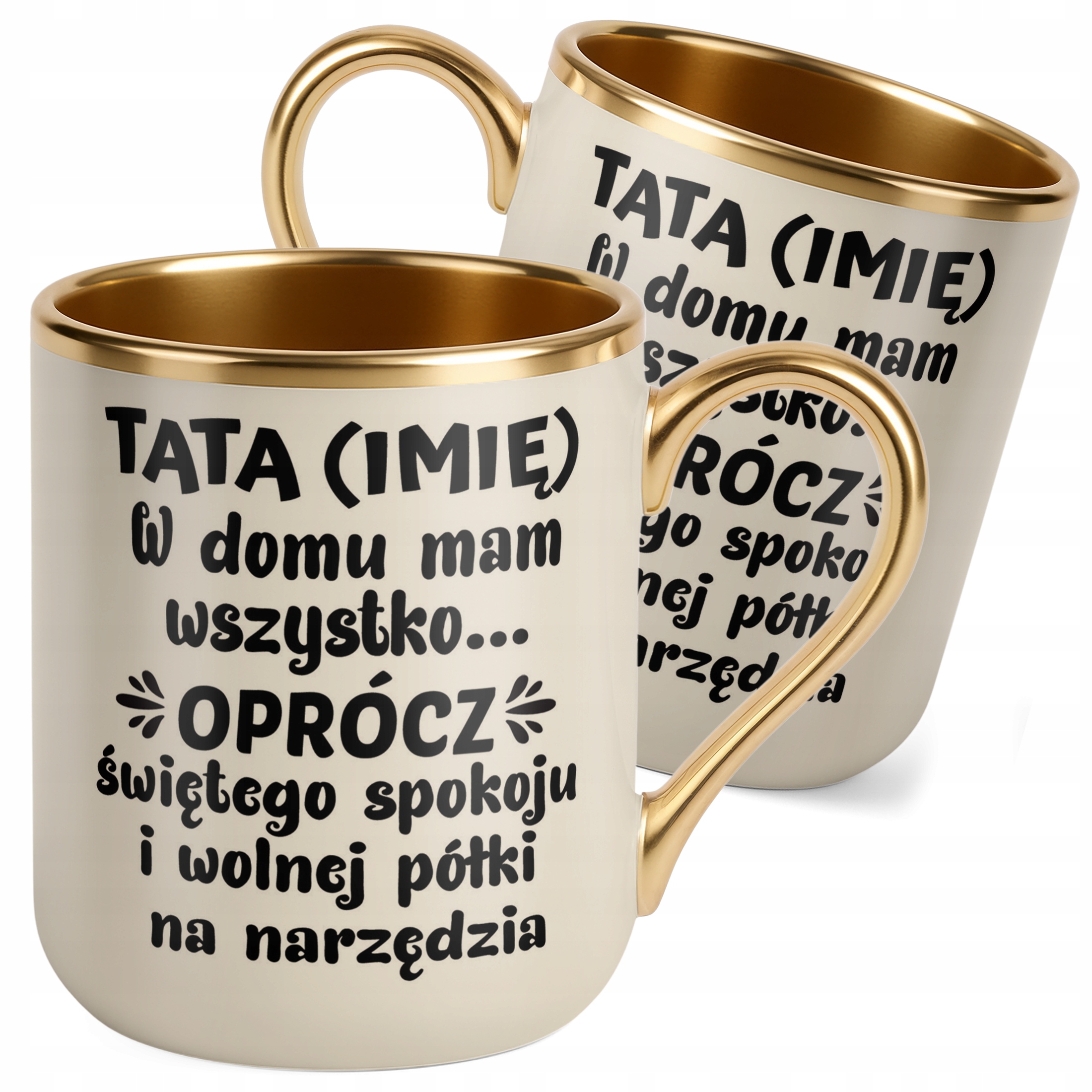 Kubek Premium Złoty Ecru Personalizowany Dzień Ojca Prezent