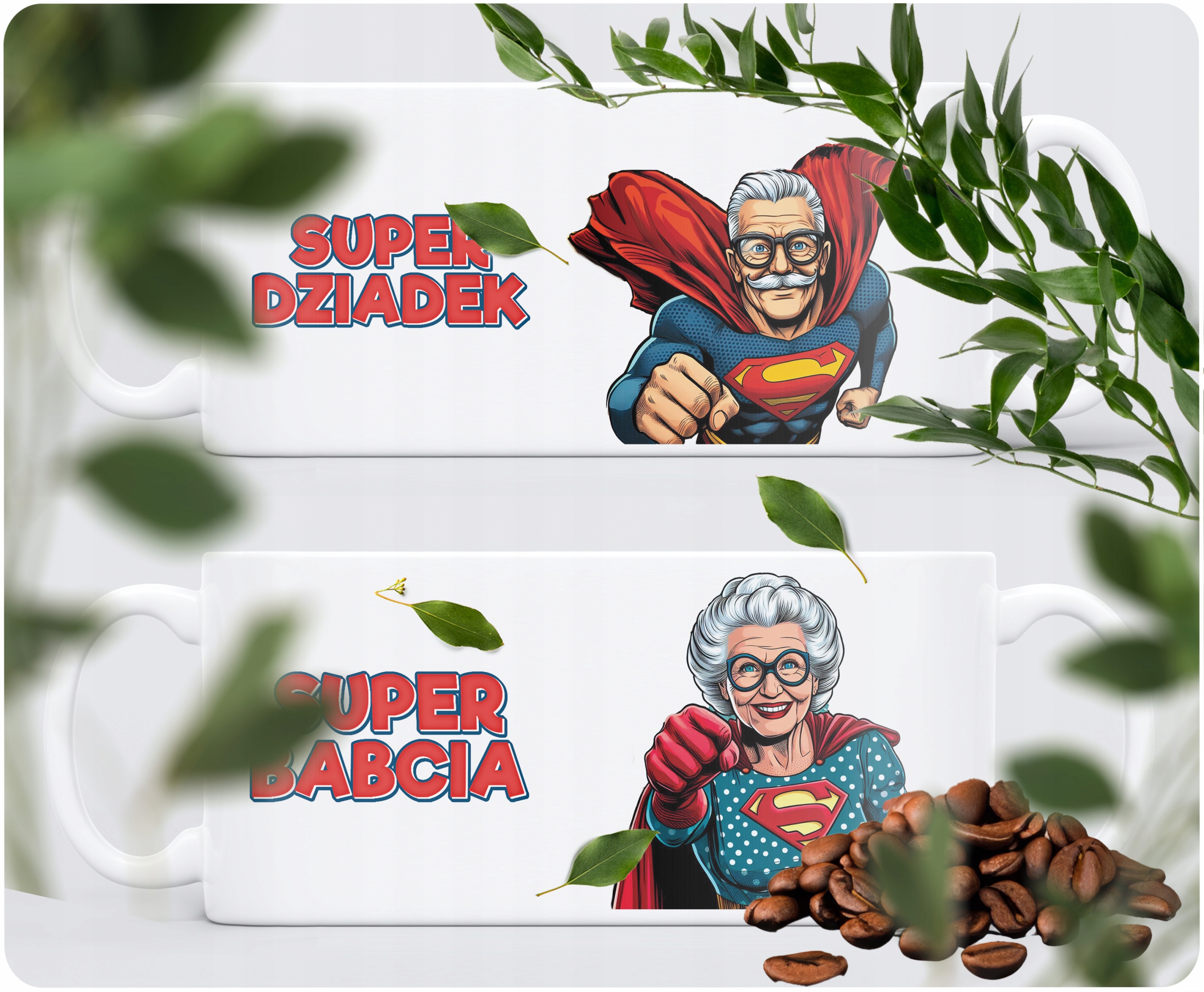 Zestaw Kubków Ceramicznych 330 ml Dzień Babci i Dziadka Prezent Super