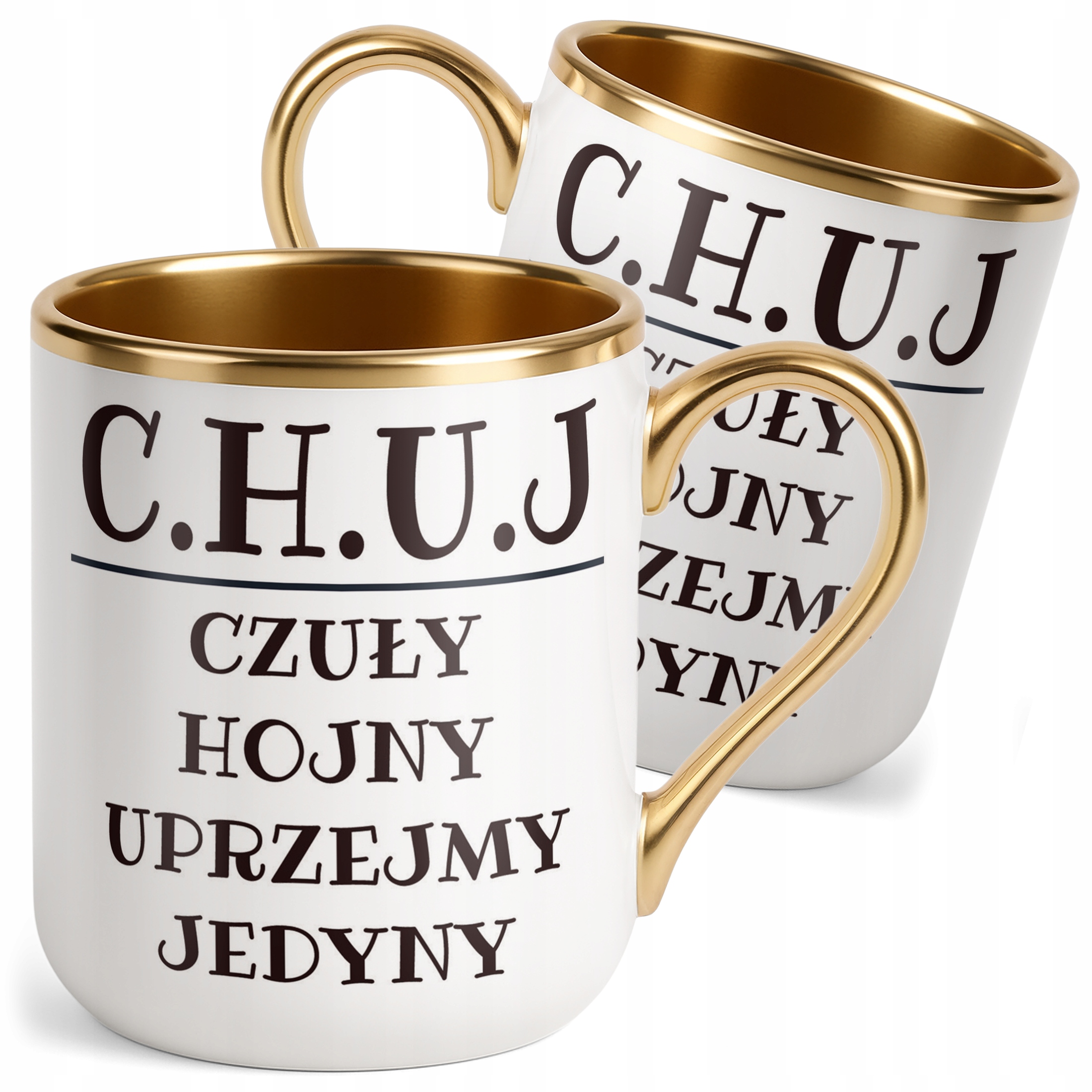 Kubek Premium Złoty C.H.U.J Dla Mężczyzny Śmieszny Zabawny Prezent